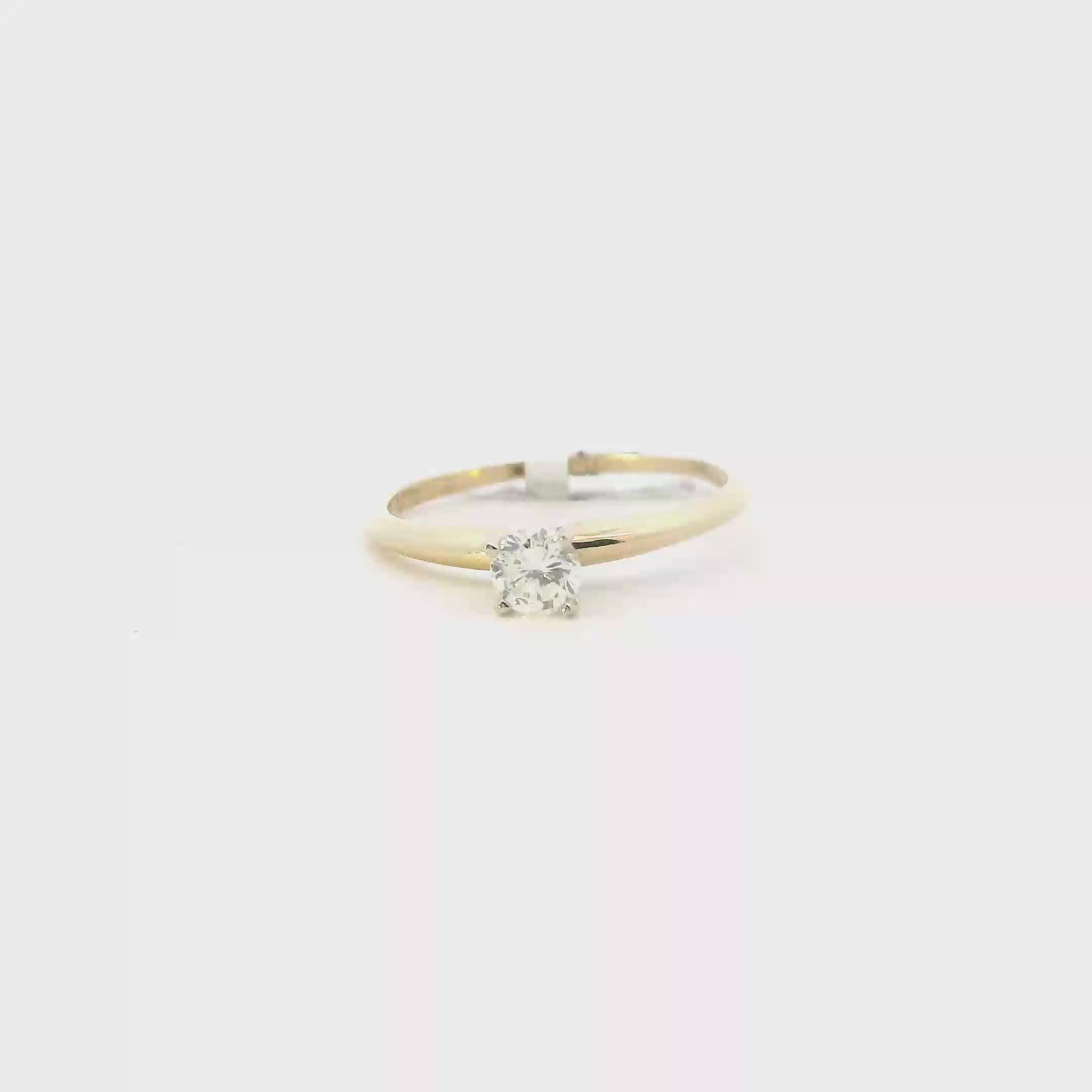 14K Yellow & White Gold Solitaire Womans Ring - 0.30ct