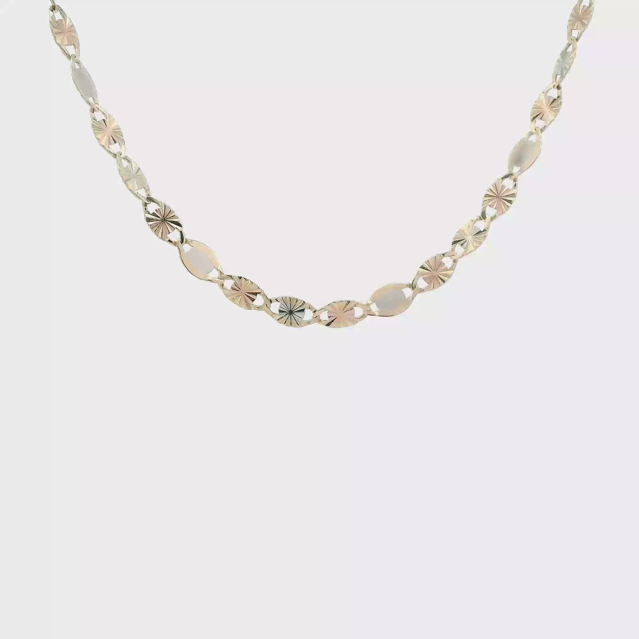 14K Tri Color Gold 18.5' Diamond Cut Valentino Chain
