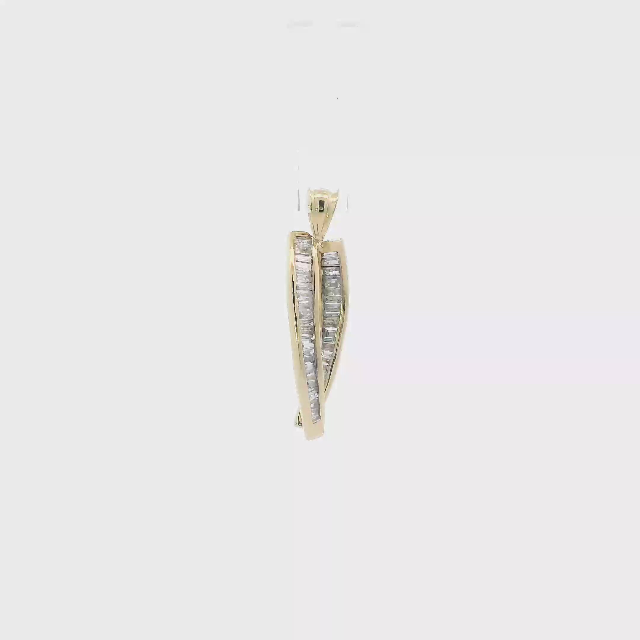 14K Yellow Gold Oblong Diamond Pendant