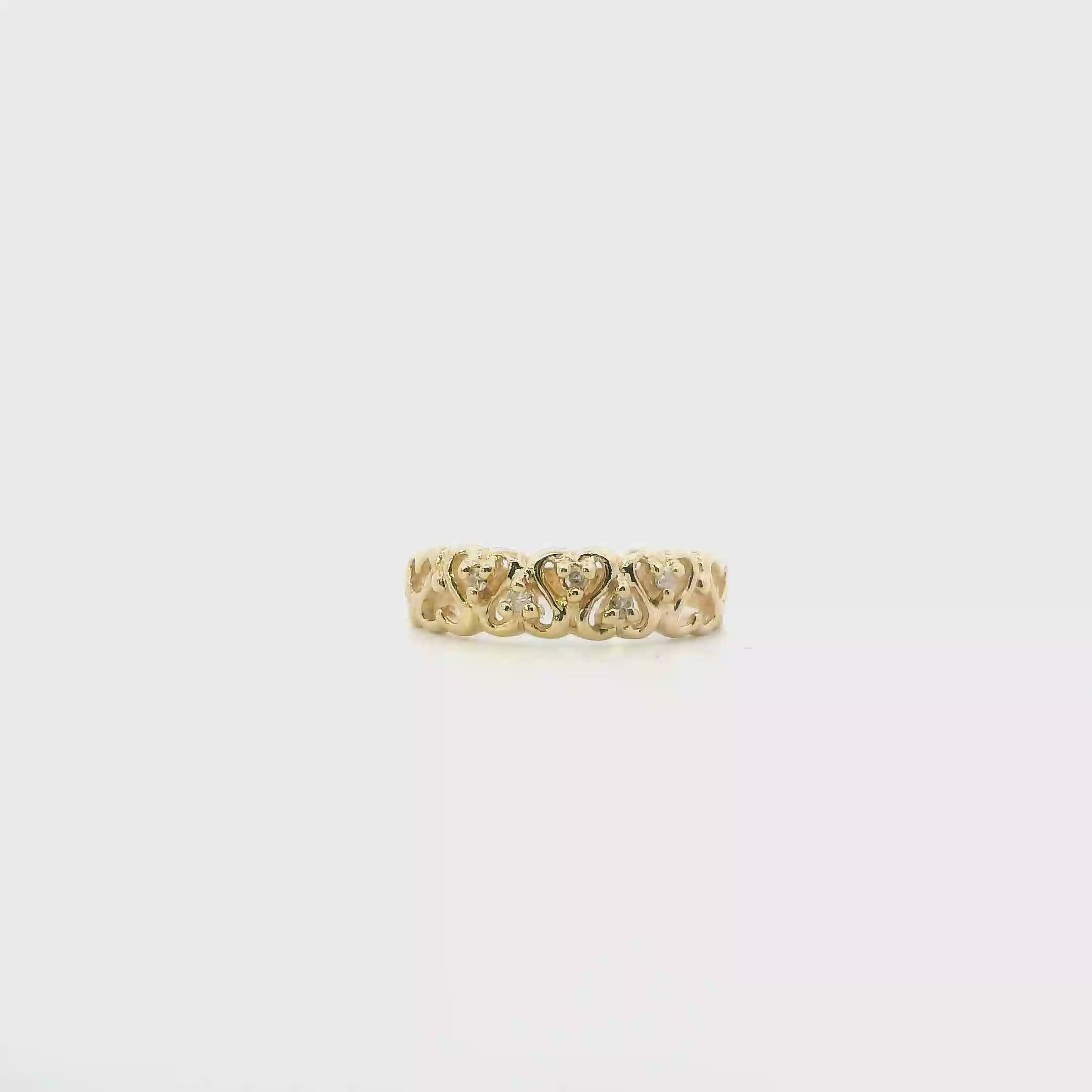 14K Yellow Gold Diamond Heart Ring