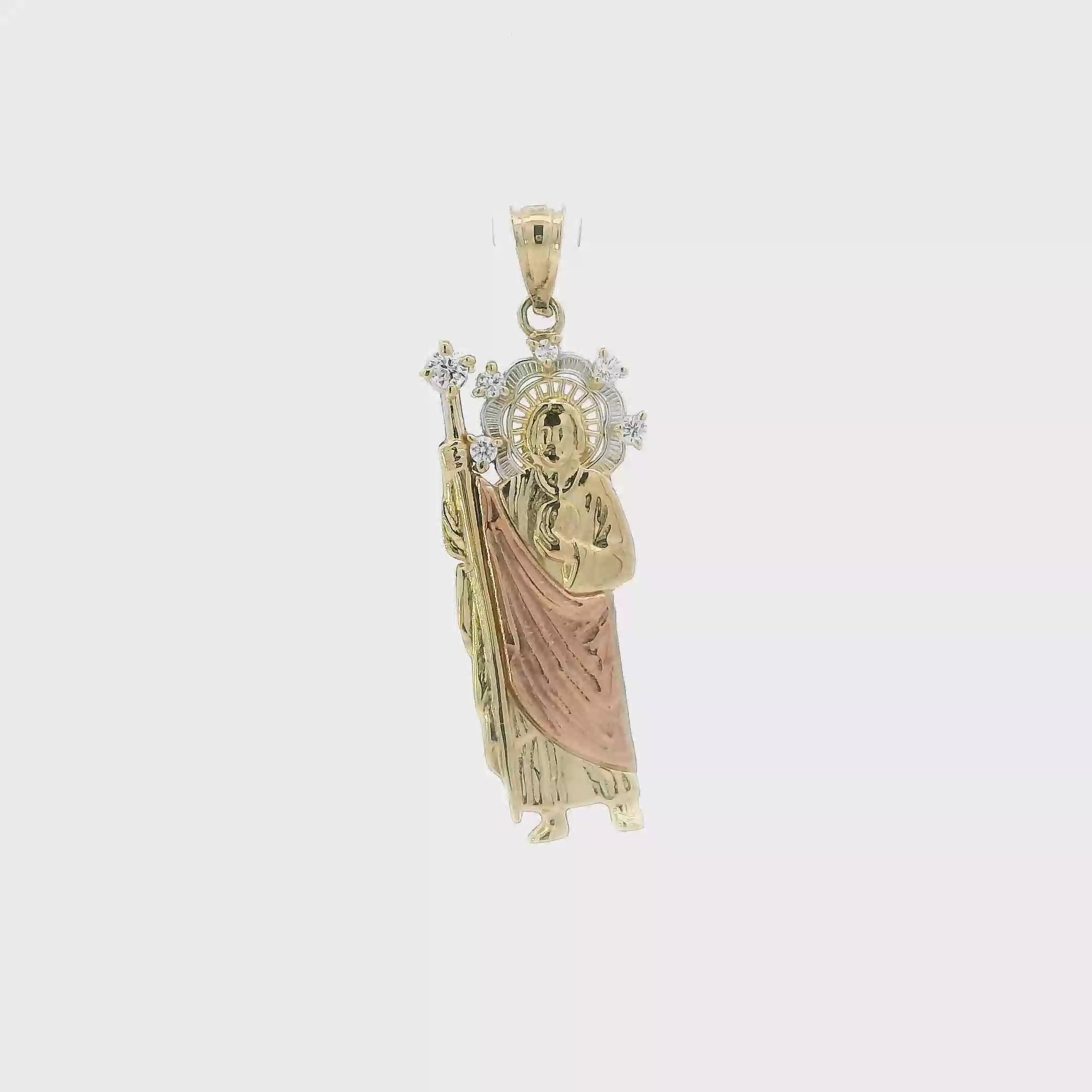14K Tri Color Gold Religious Standing Figure Pendant