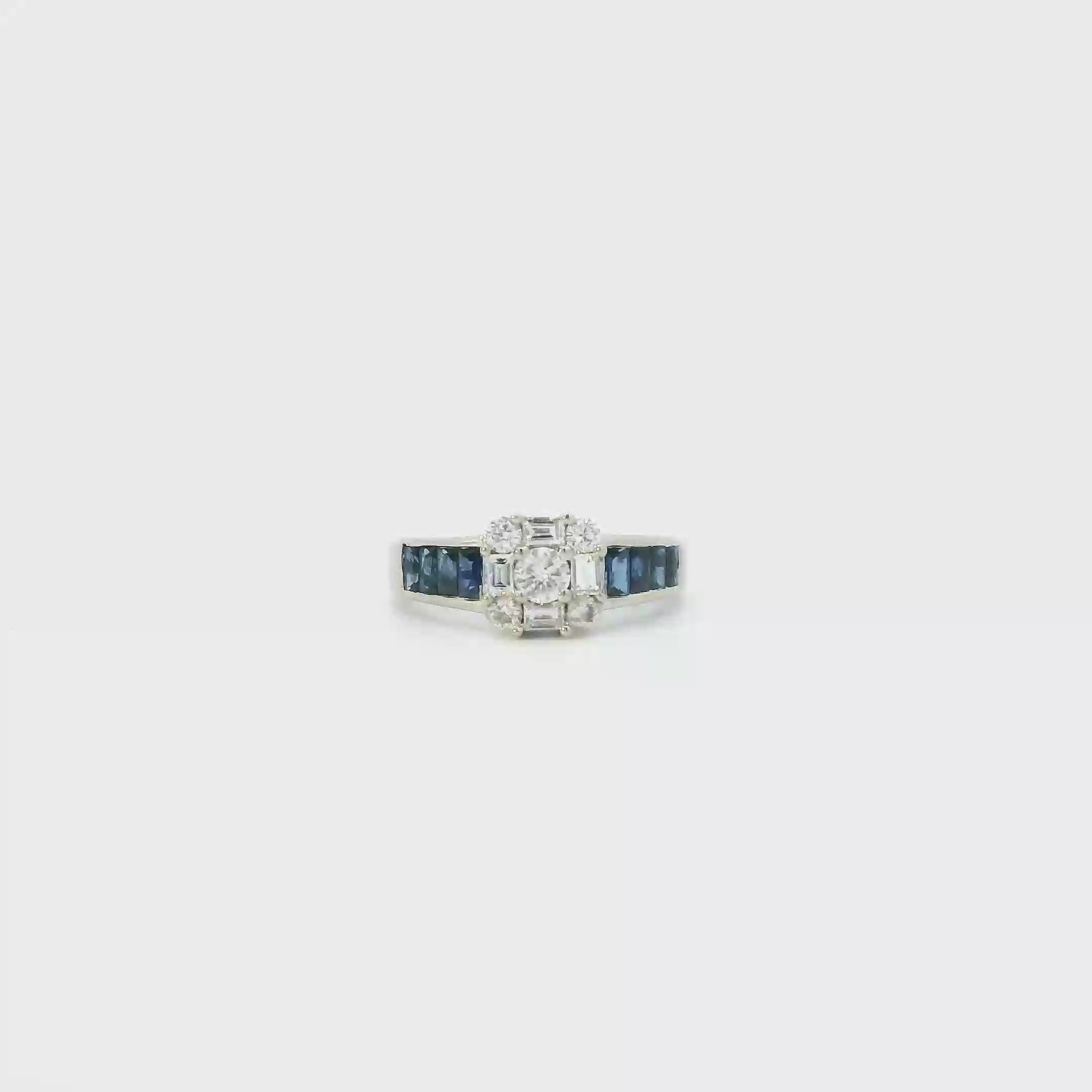 14K White Gold Diamond And Sapphire Womens Ring - 0.35ct