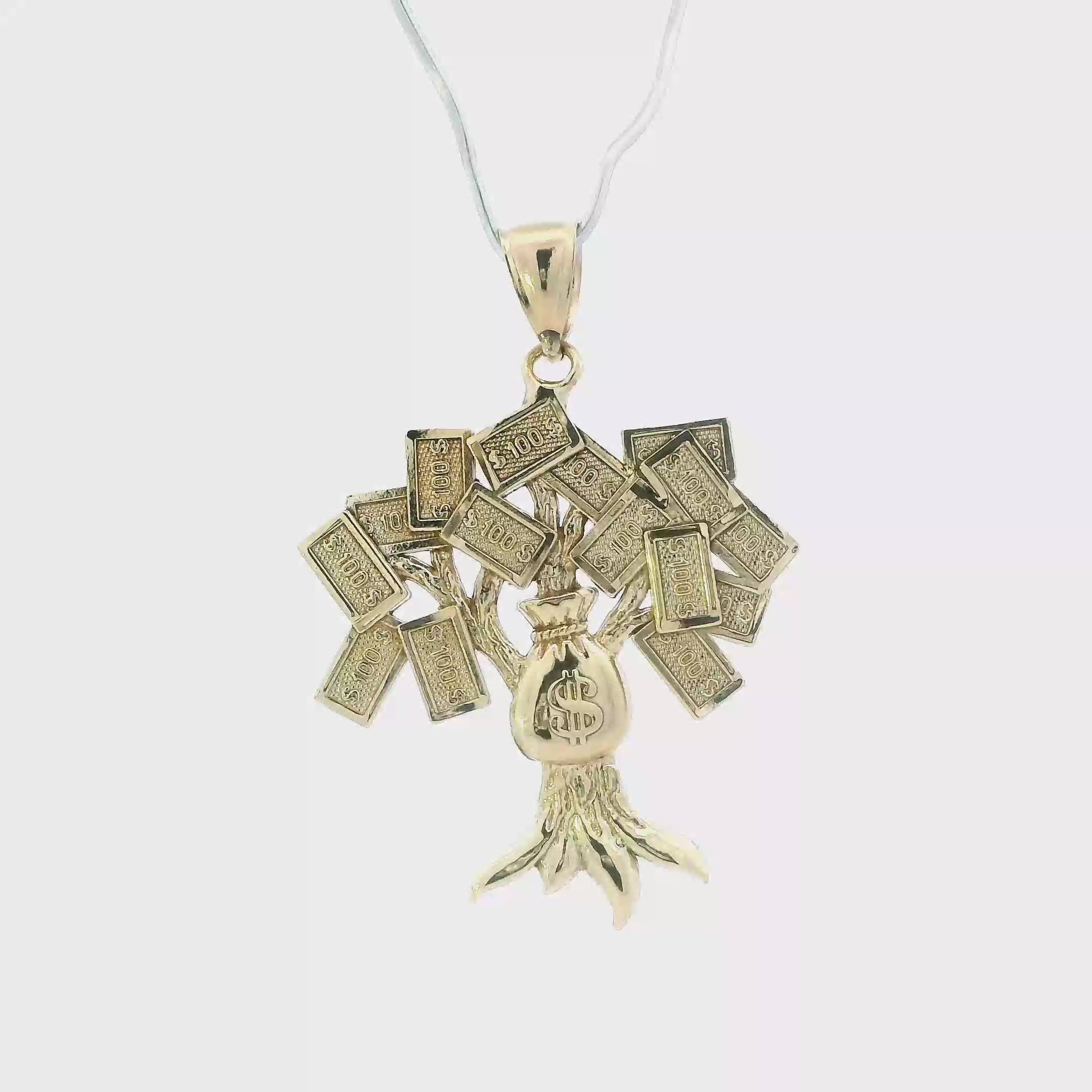 10K Yellow Gold Money Tree Pendant