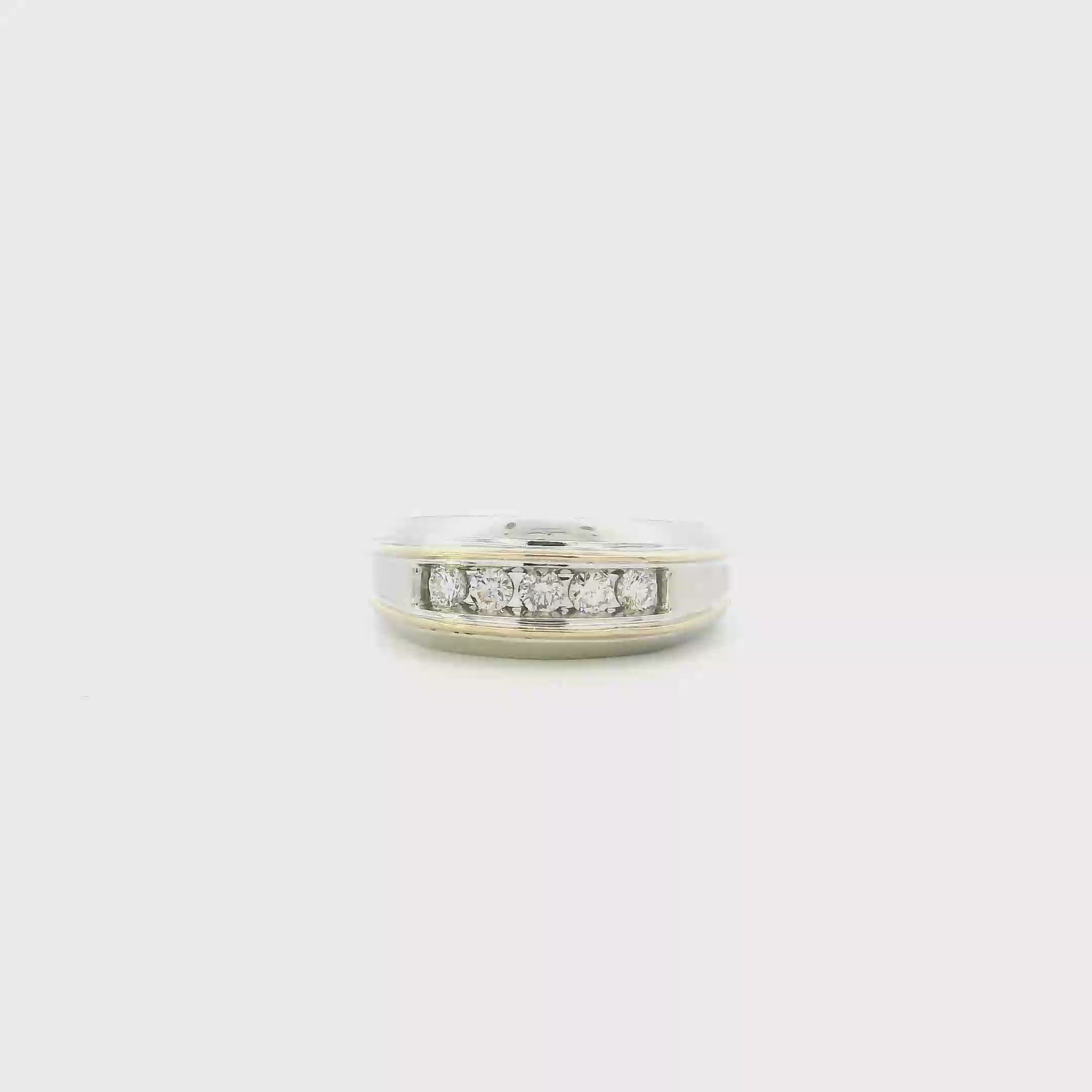 10K White & Yellow Gold Diamond Mens Ring - 0.50ct