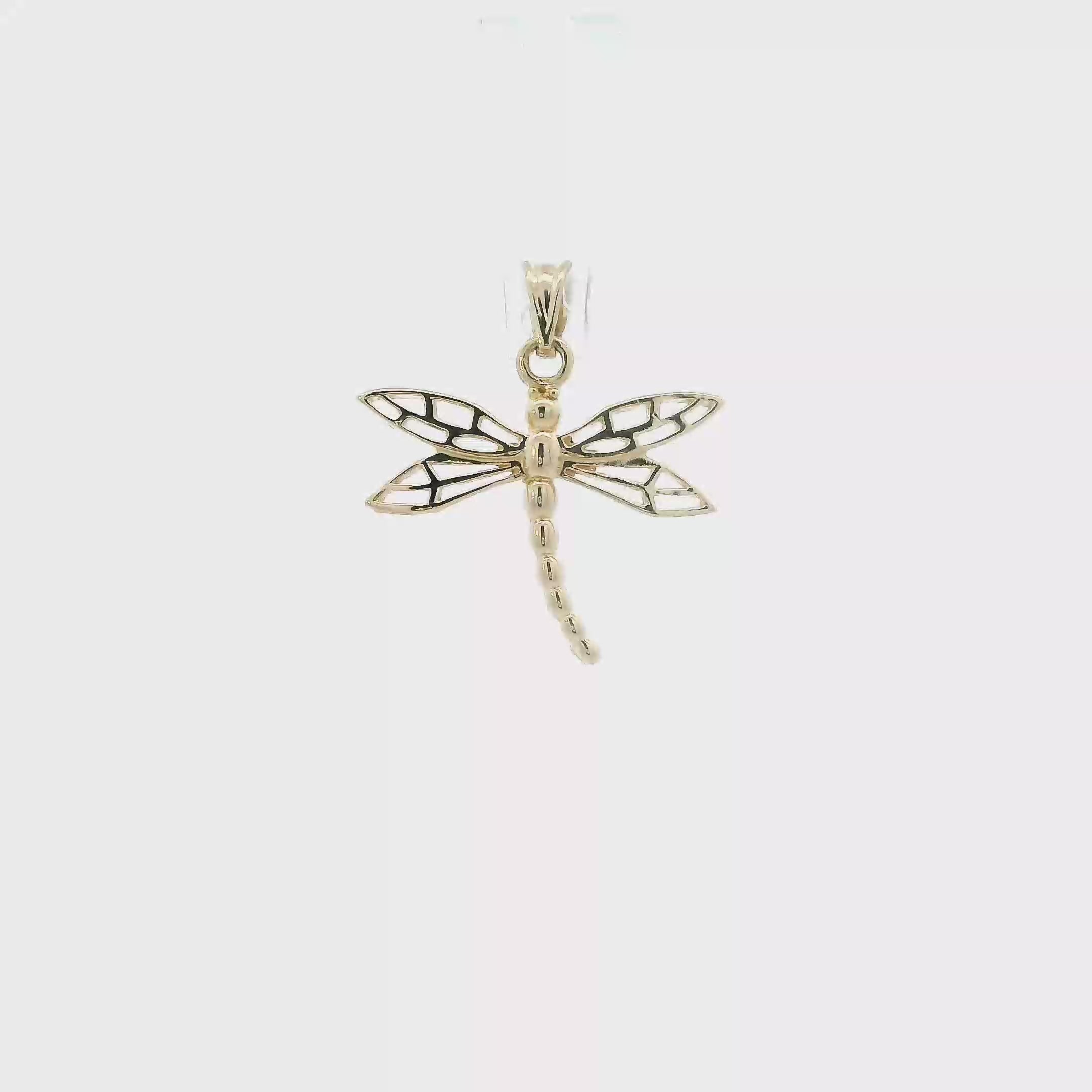 14K Yellow Dragonfly Pendant