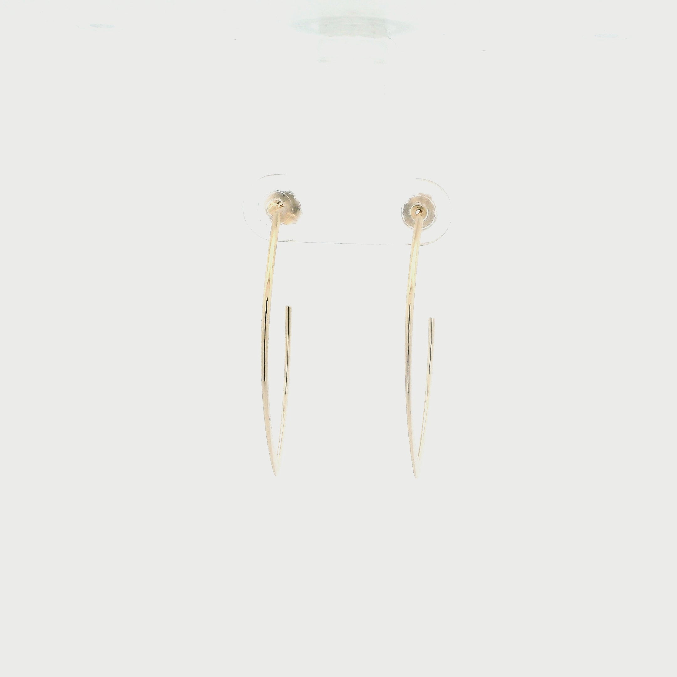14K Yellow Gold Half Oval Hoop Earrings
