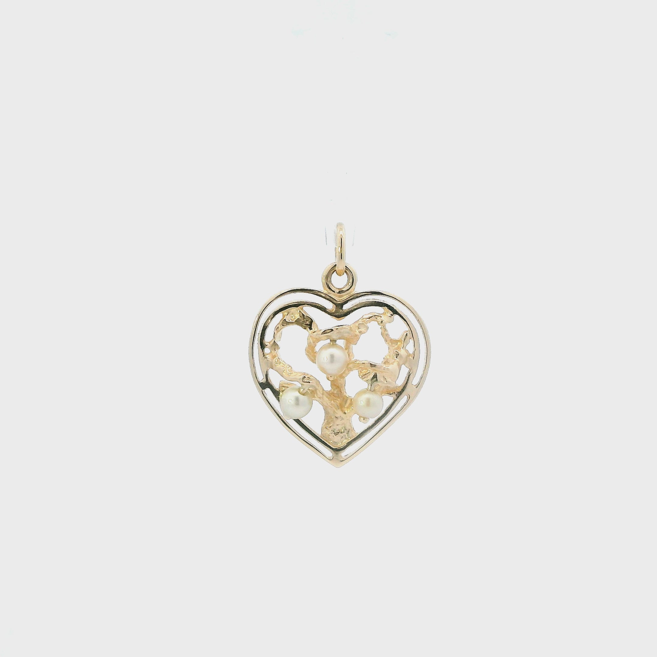 14K Yellow Gold Pearl Open Heart Pendant