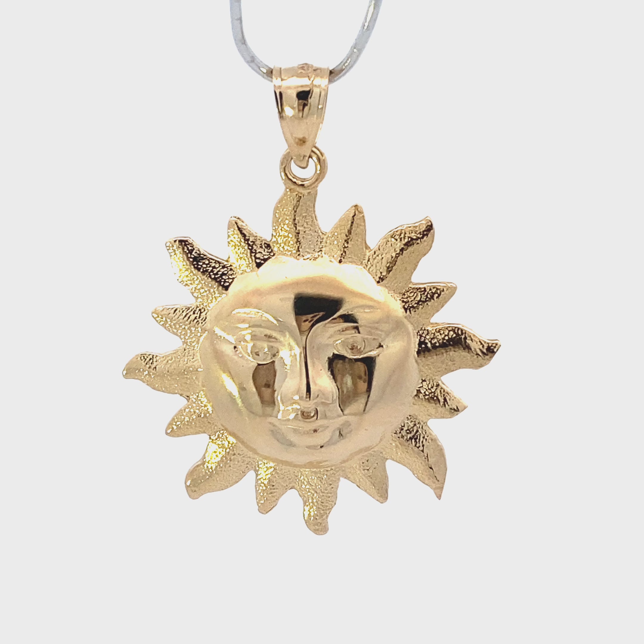 14K Yellow Gold Sun Face Pendant