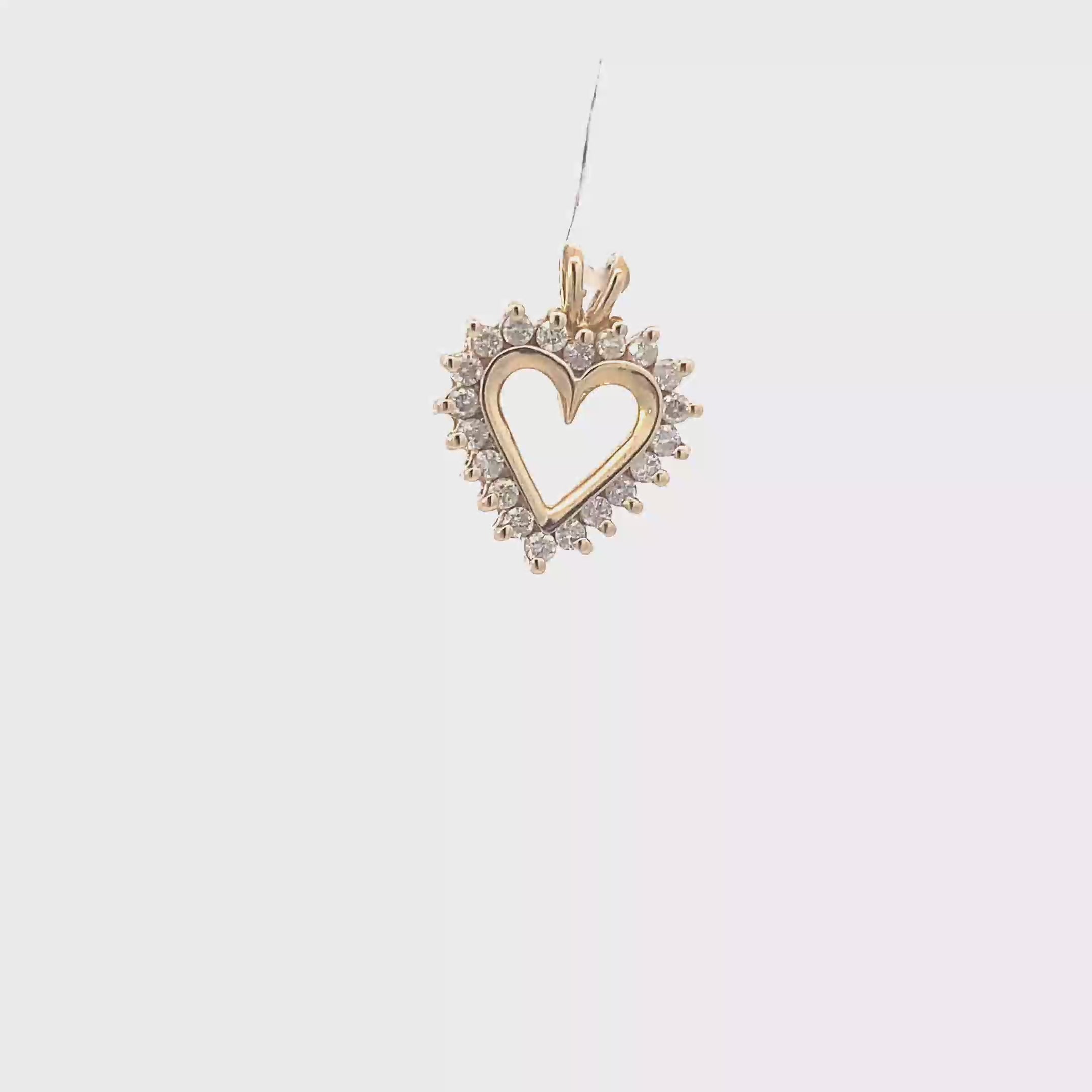 10K Yellow Gold Diamond Heart Pendant - 0.51ct