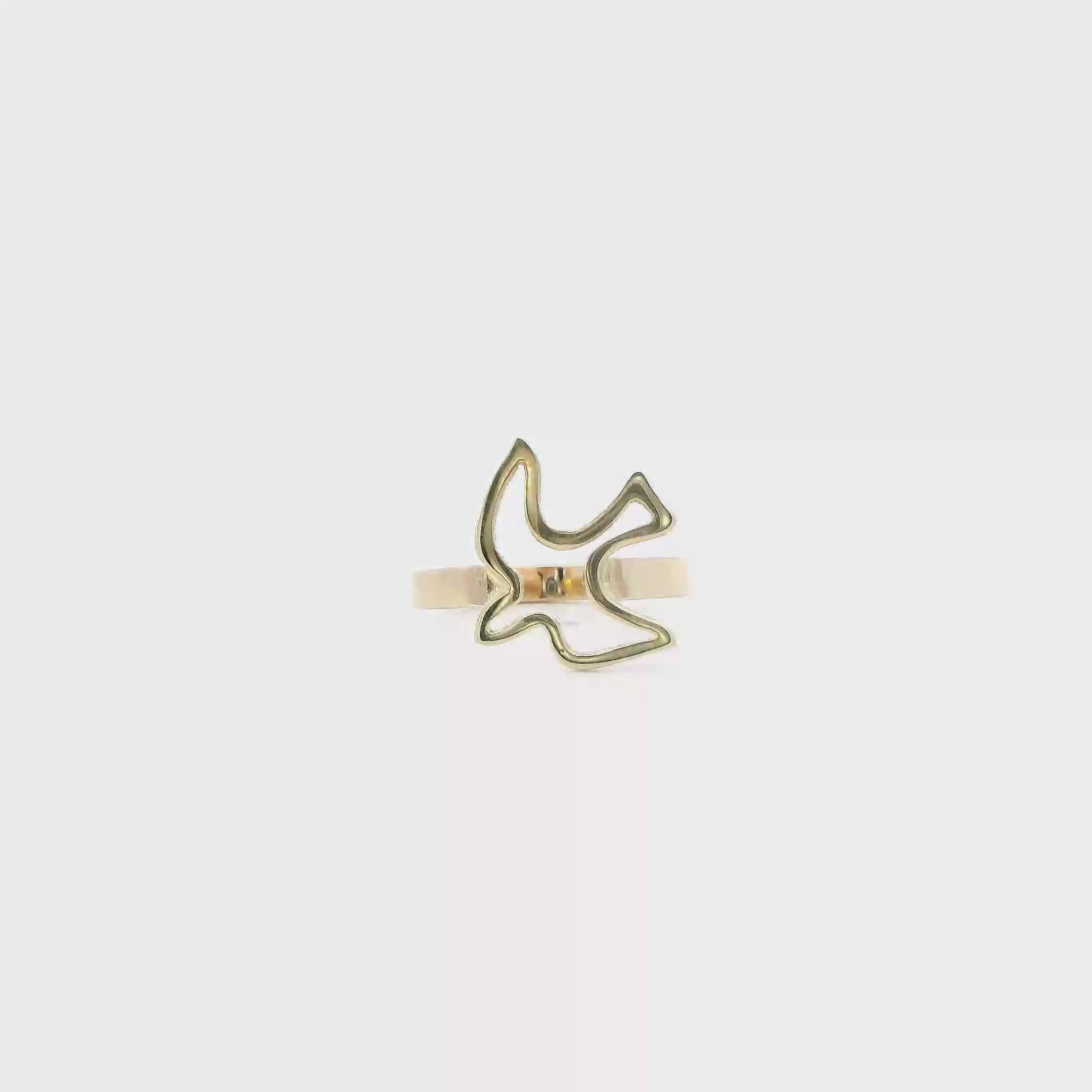 10K Yellow Gold Cut Out Dove Ring