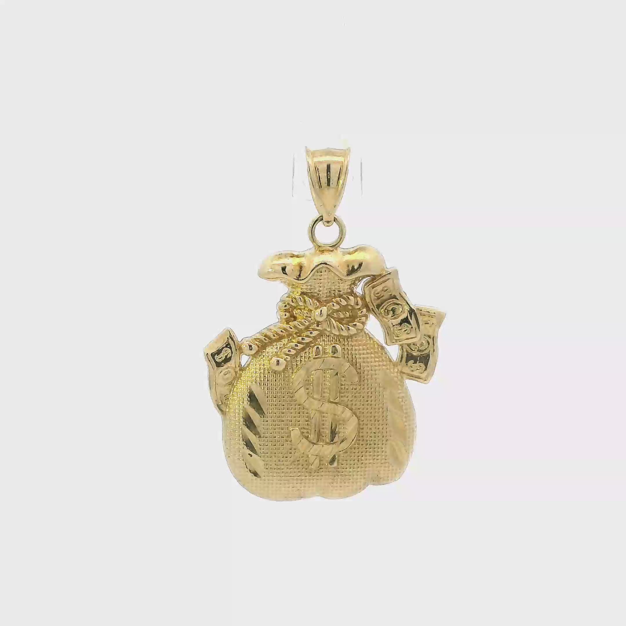10K Yellow Gold Money Bag Pendant
