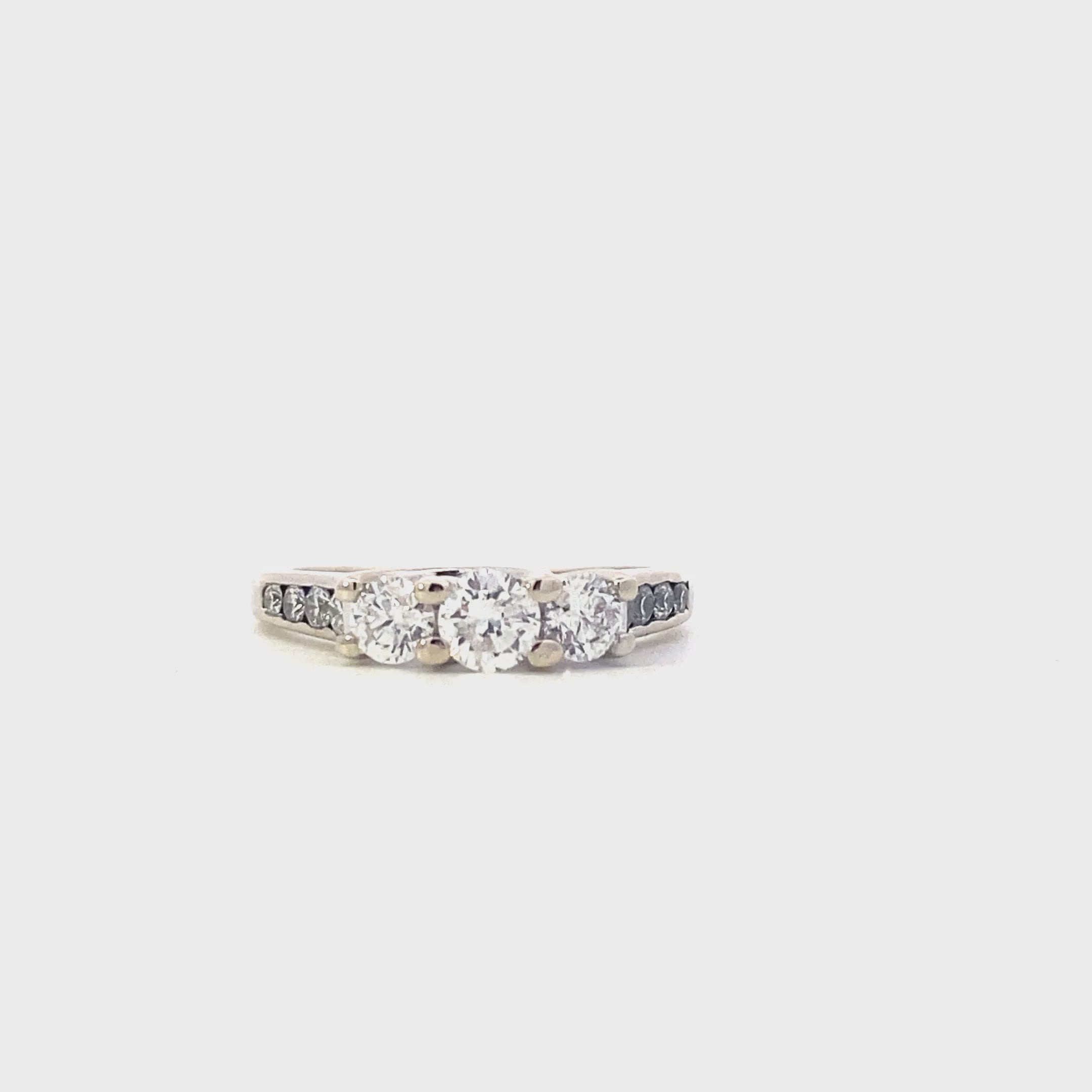 14K White Gold Diamond Womens Ring- 1.02ct