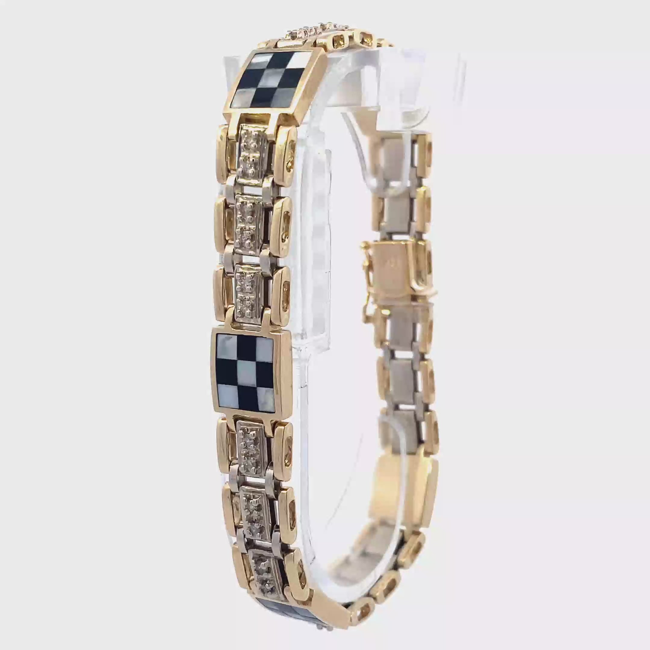 14K Yellow Gold Diamond Checkerboard Pattern Bracelet - 0.72ct