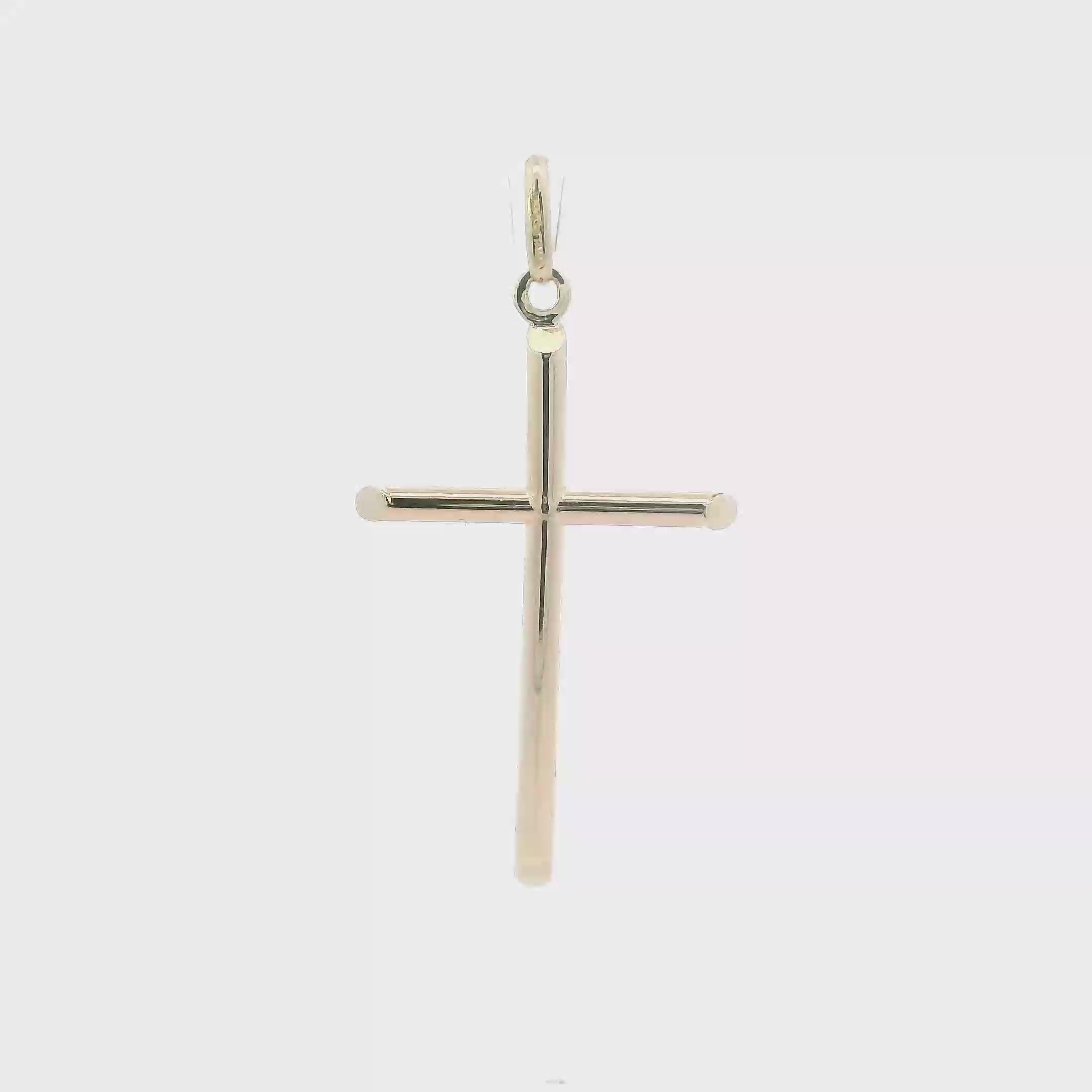 14K Yellow Gold Tube Cross Pendant