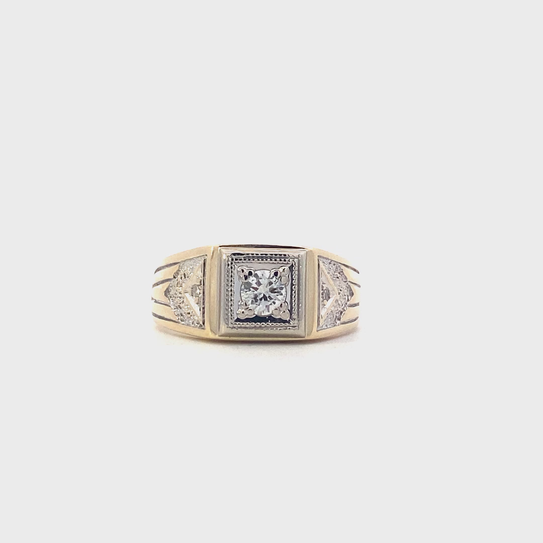 14K Yellow Gold Diamond Men's Ring - 0.28ct