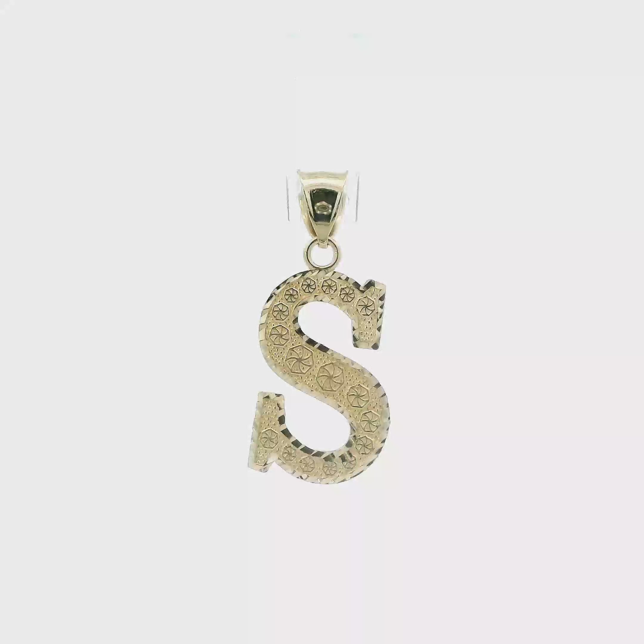 10K Yellow Gold Diamond Cut Letter 