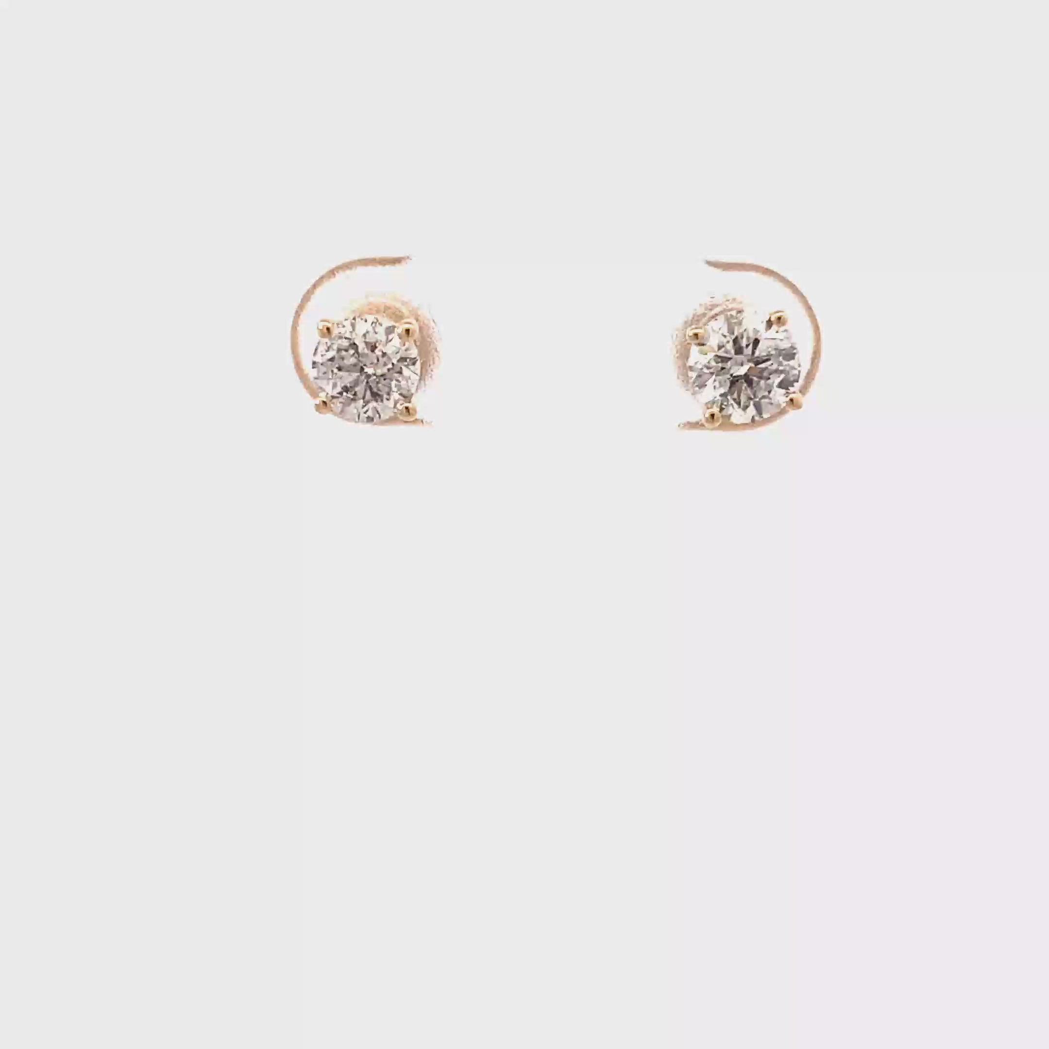 14K Yellow Gold Diamond Solitaire Earrings - 1.0ct