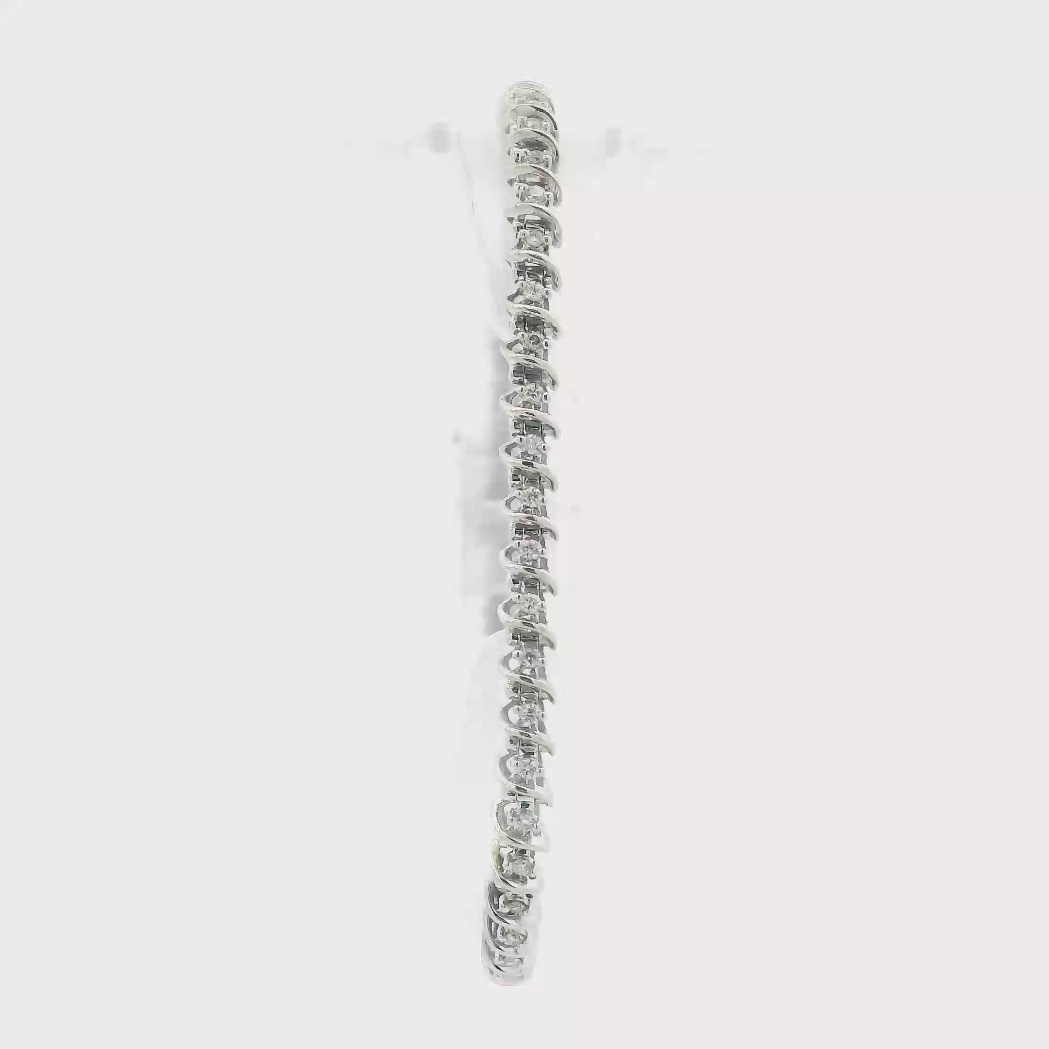 10K White Gold Diamonds Tennis Bracelet - 0.80ct