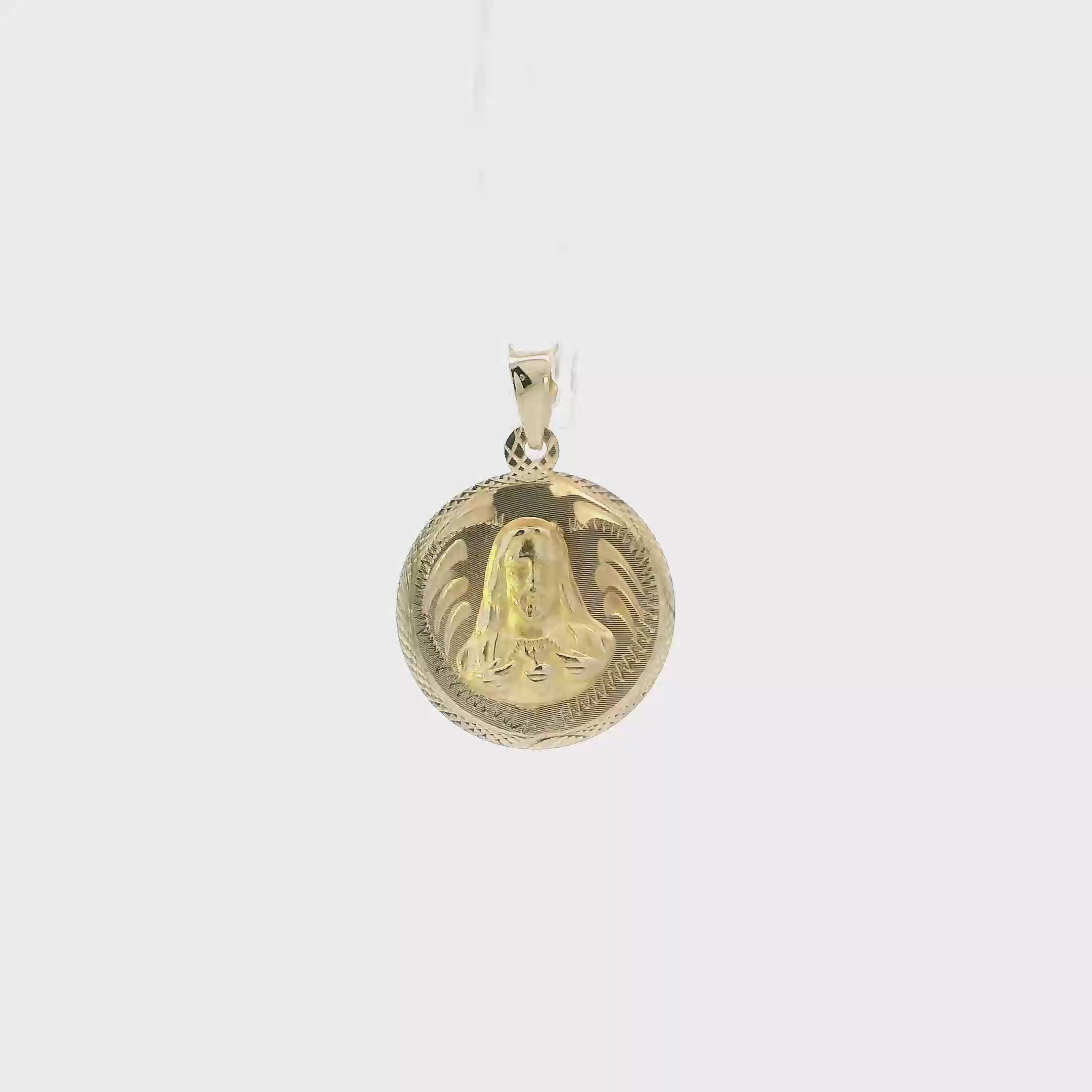 10K Yellow Gold Double Sided Religious Pendant