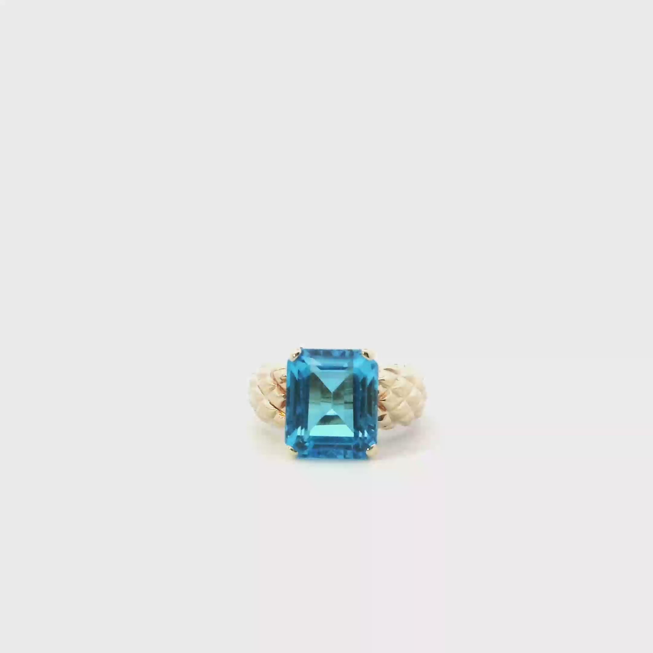 10K Yellow Gold Emerald Cut Topaz Women's Ring