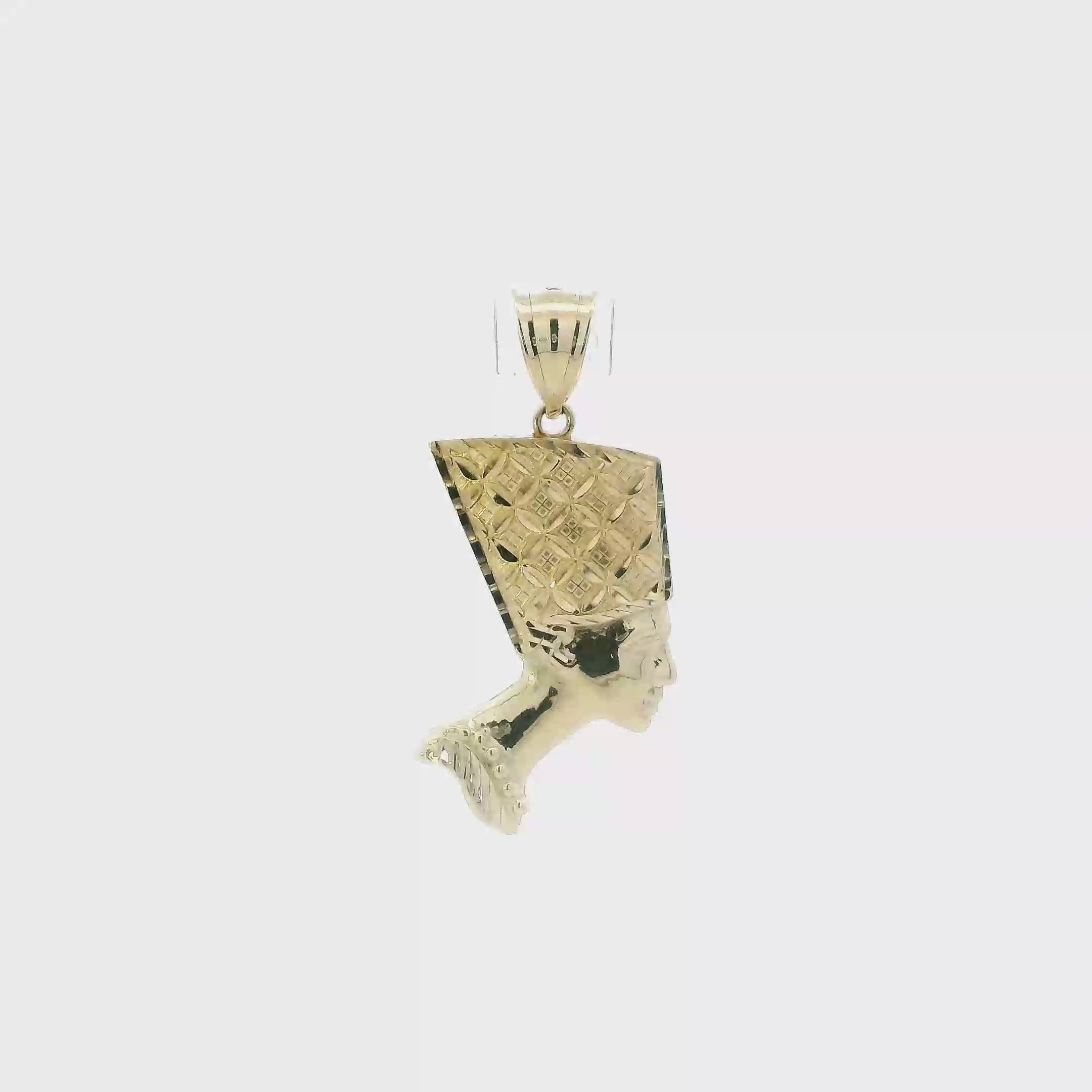 10K Yellow Gold Diamond Cut Nefertiti Pendant