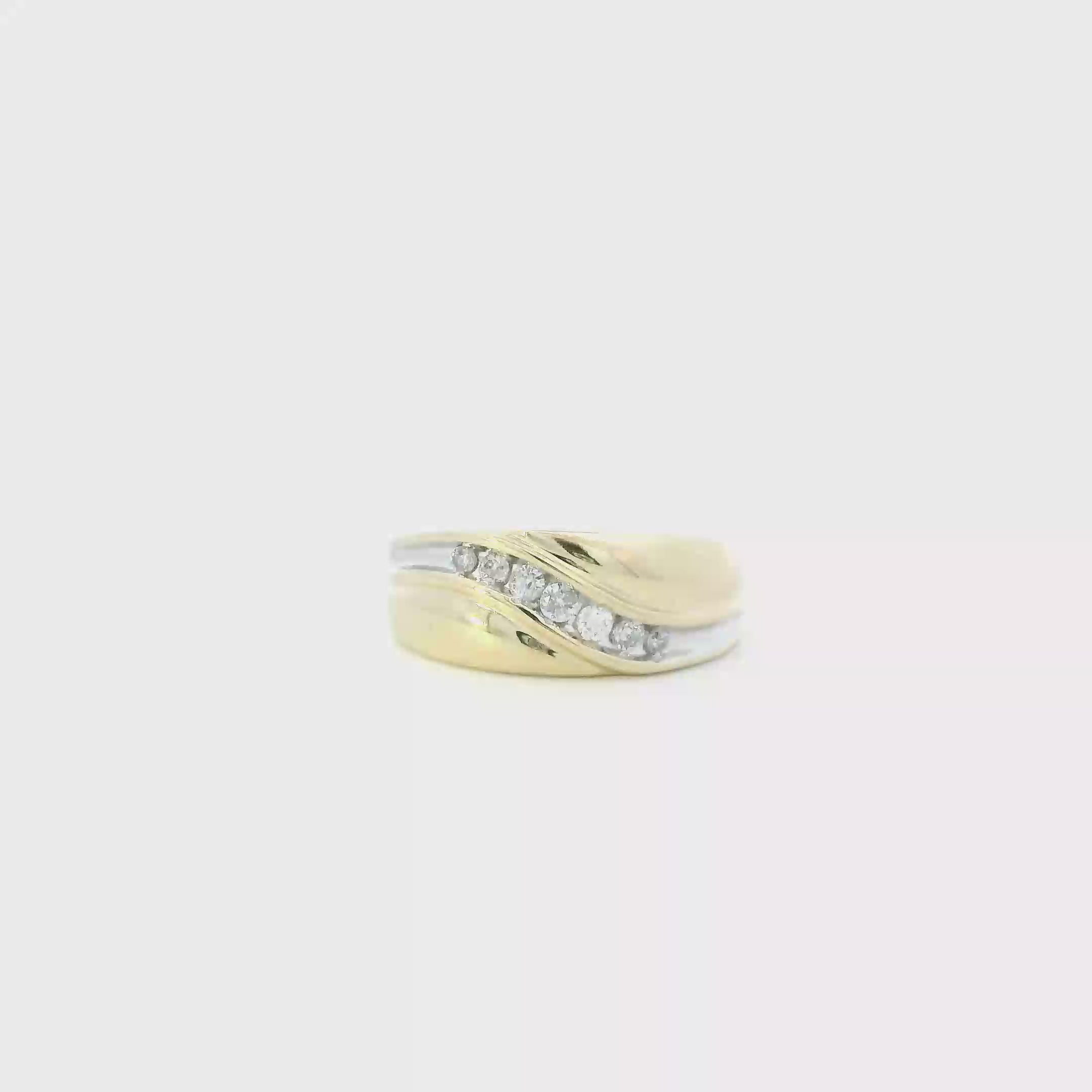 10K Yellow Gold Diamond Mens Ring - 0.20ct