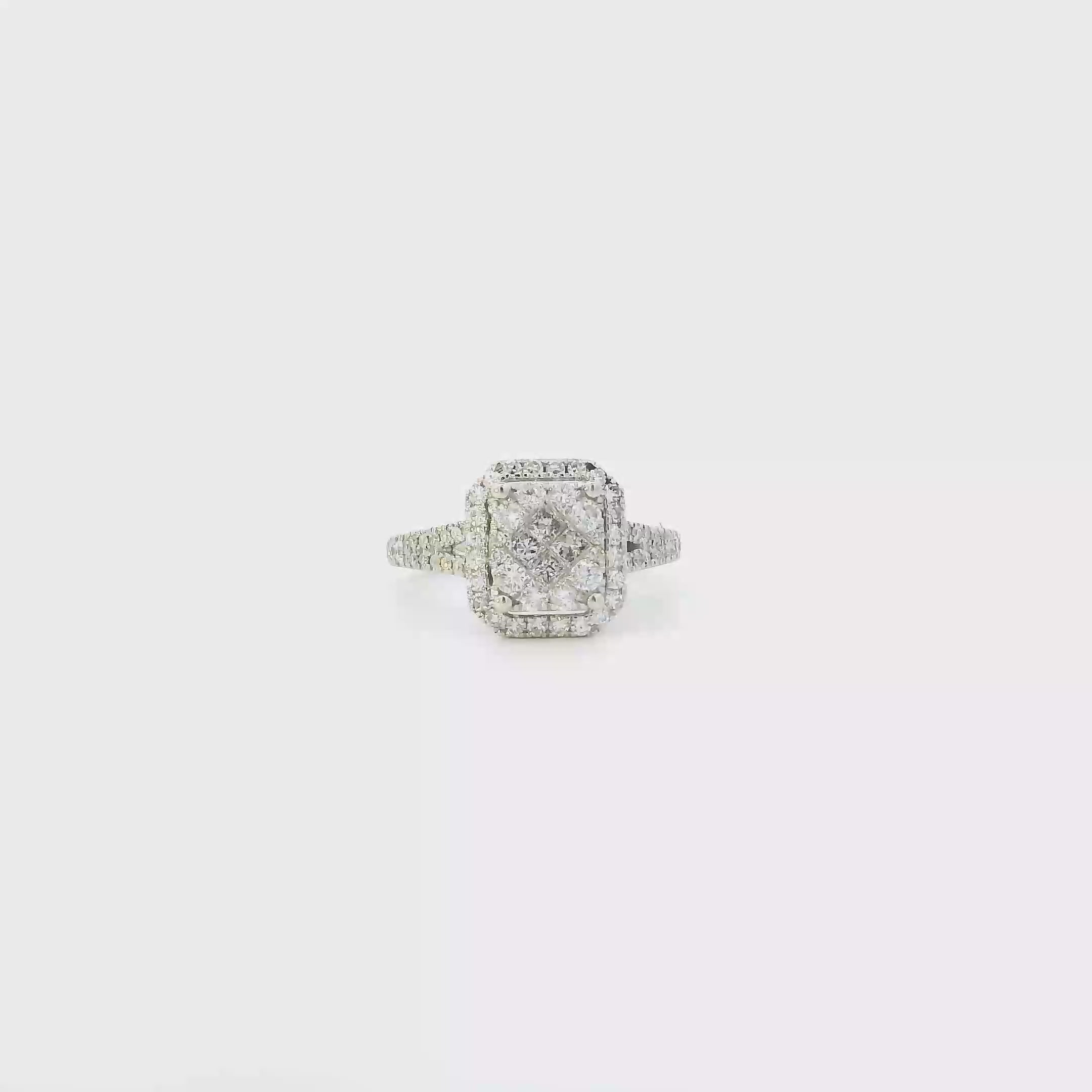 10K White Gold Square Diamond Womens Ring - 0.61ct