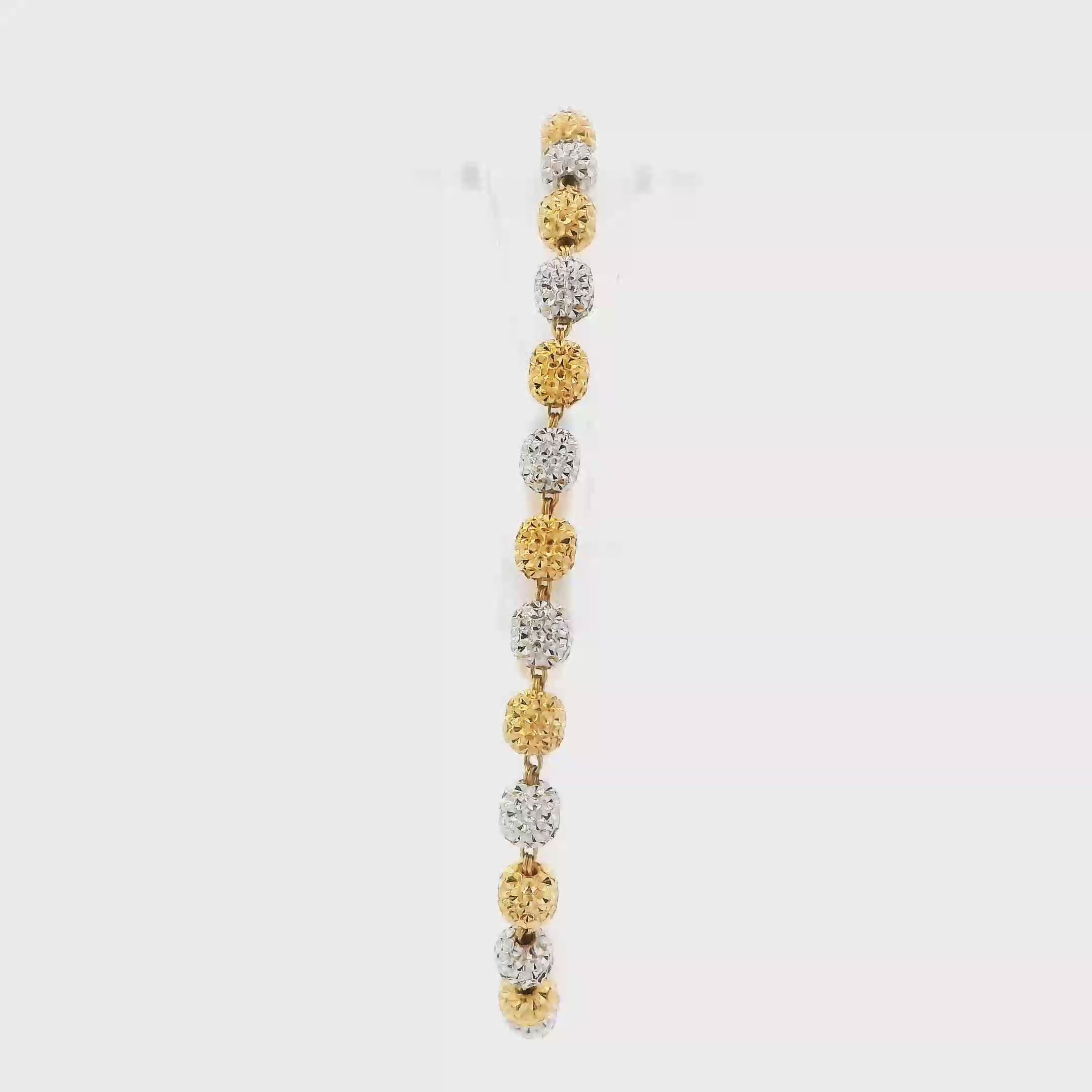 22K White & Yellow Gold Beaded Bracelet