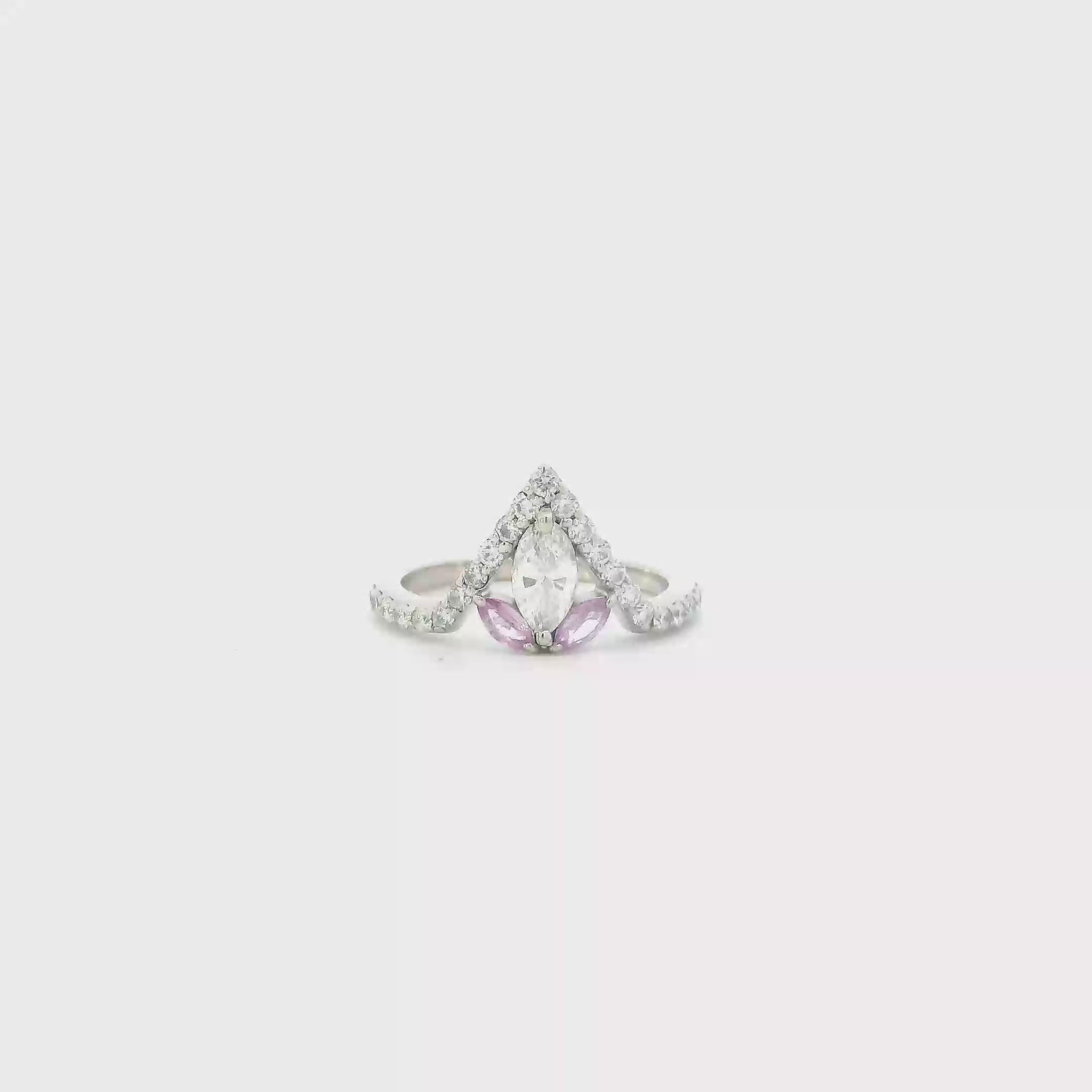 14K White Gold Diamond & Pink Sapphire Womens Ring - 1.07ct