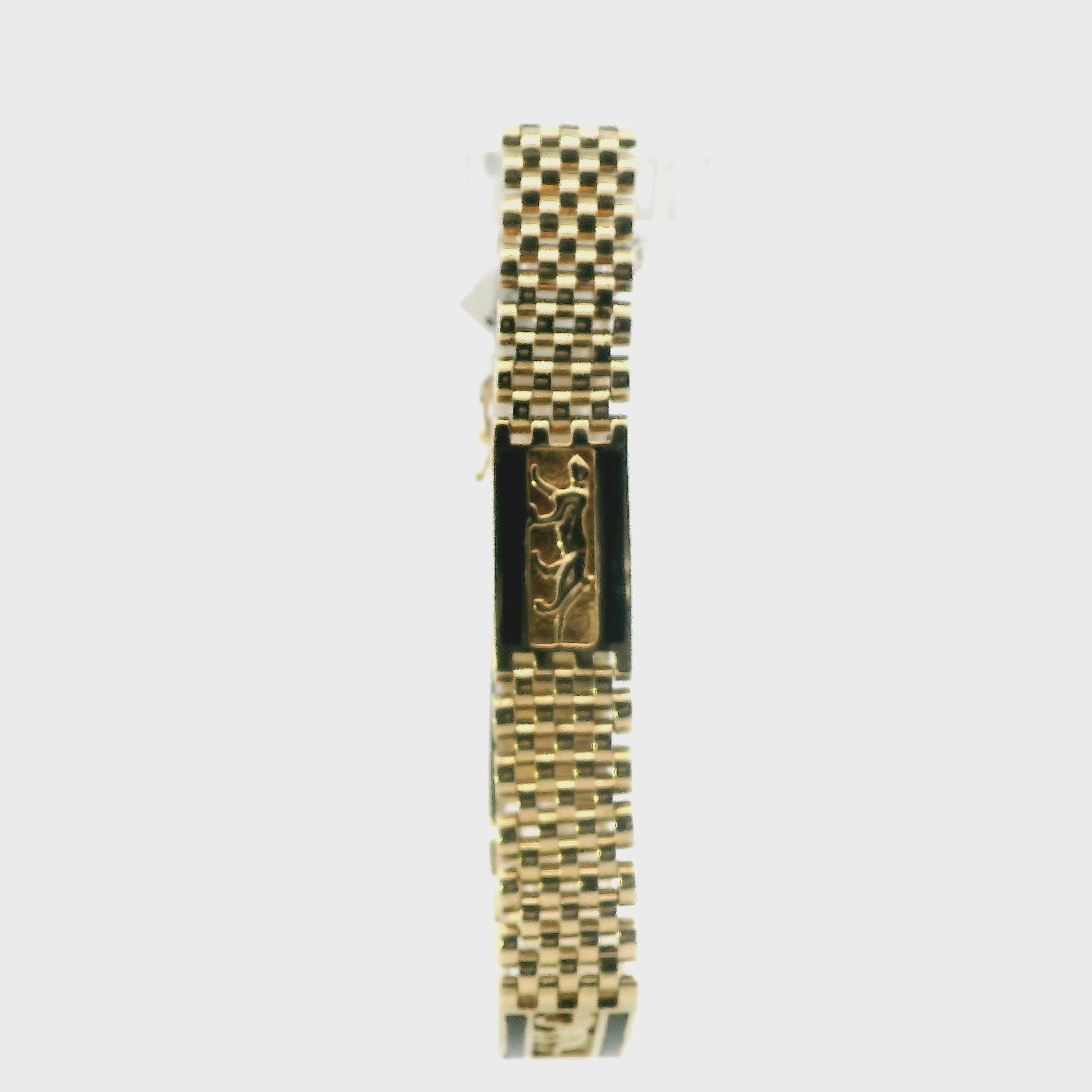 14K Yellow Gold Panther Link Bracelet & Black Onyx Segments