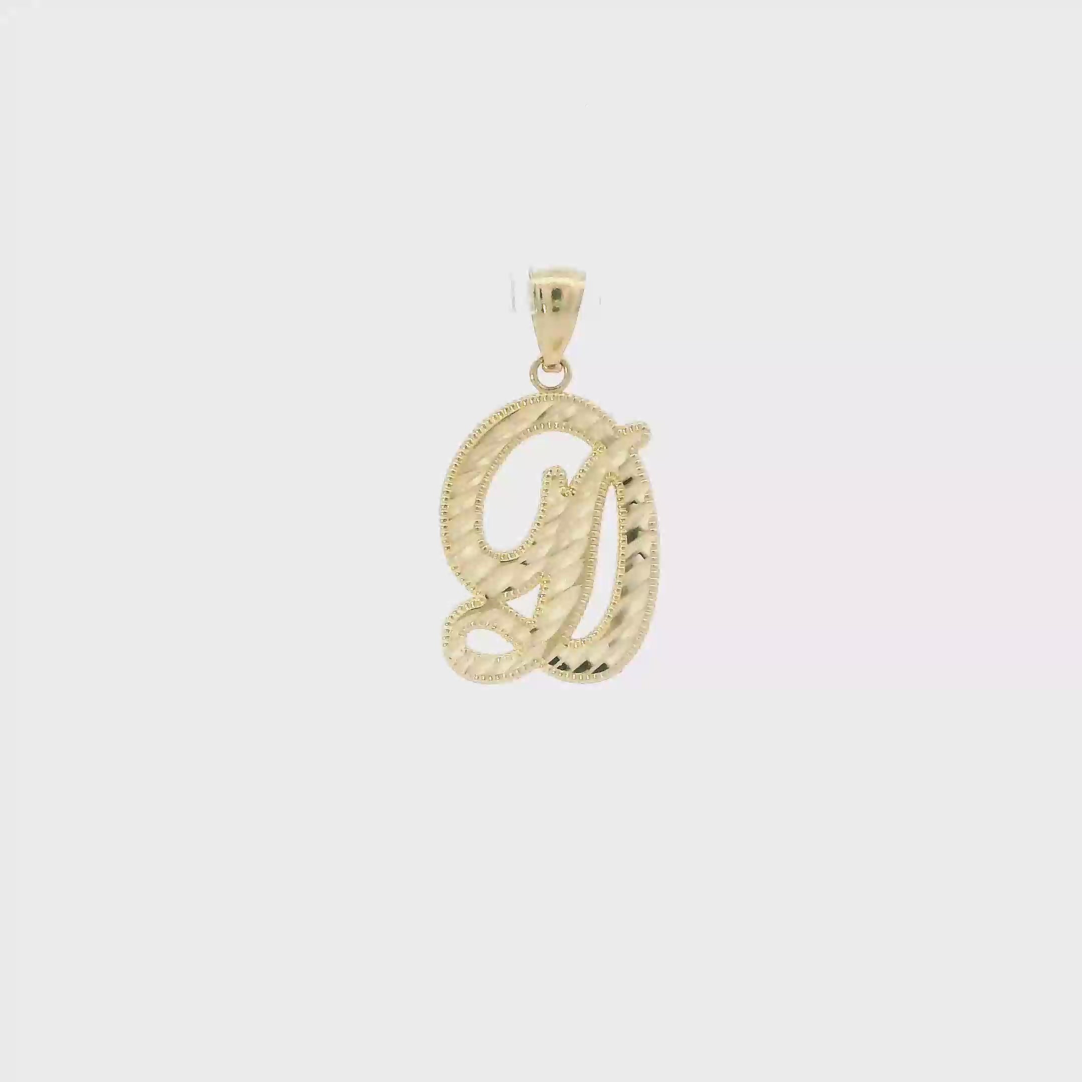 14K Yellow Gold Diamond Cut Letter 