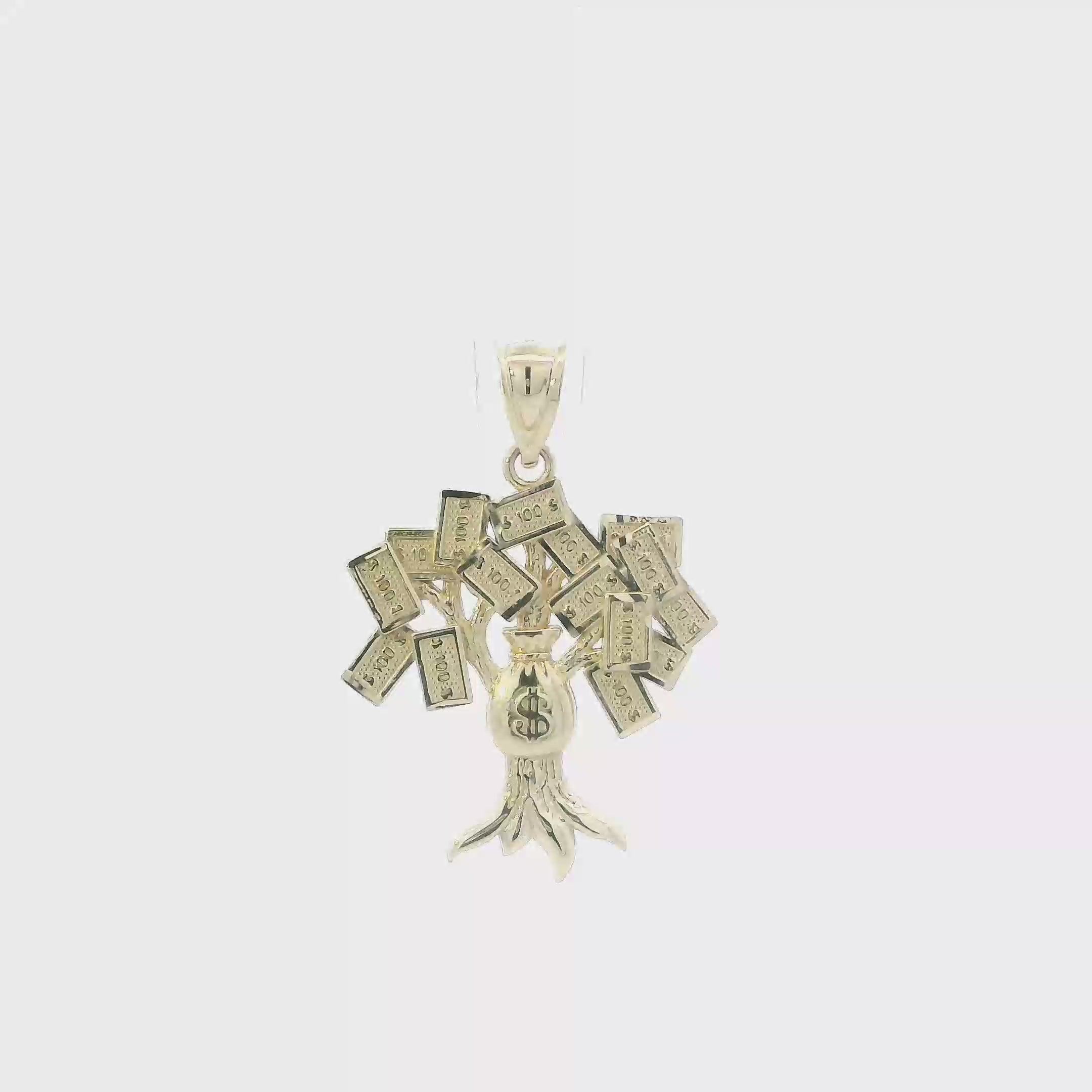 10K Yellow Gold Diamond Cut Money Tree Pendant