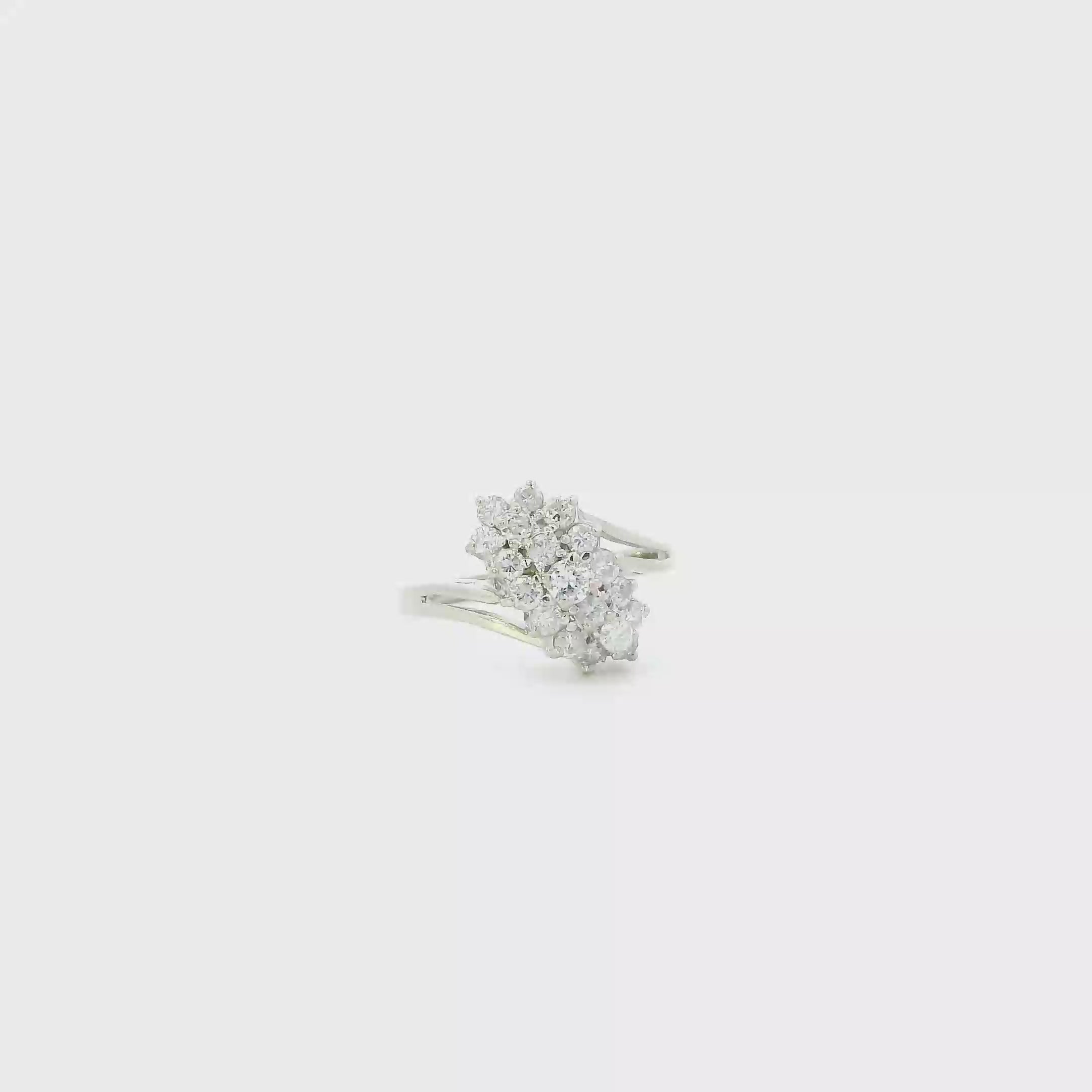 14K White Gold Diamond Womens Ring - 0.90ct