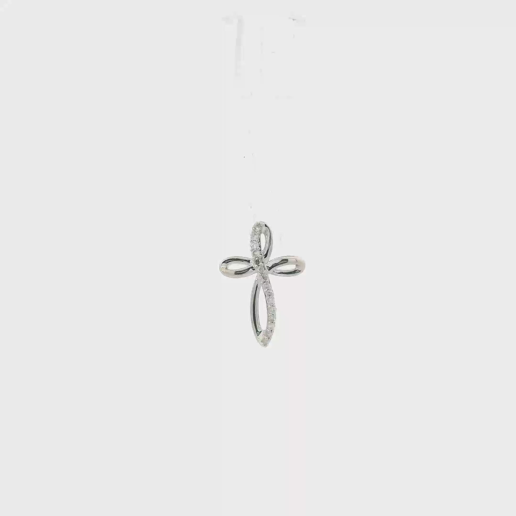 10K White Gold Diamond Cross Pendant - 0.06ct