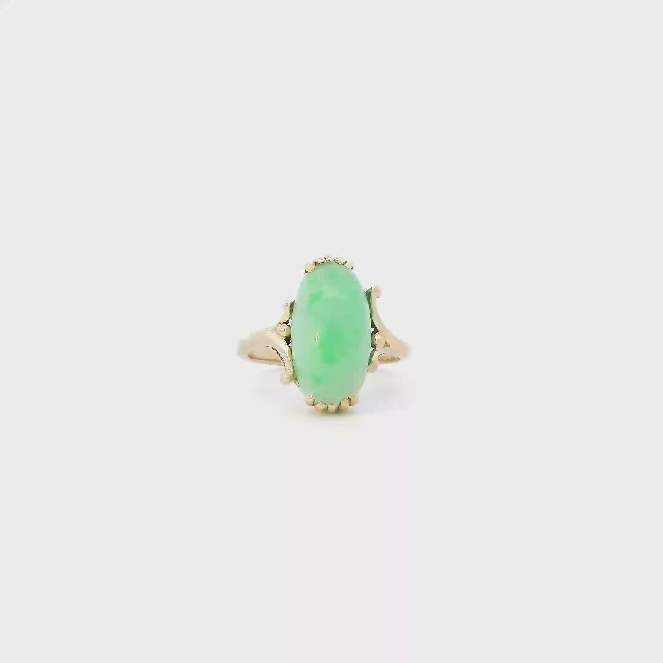 14K Yellow Gold Jade Womens Ring