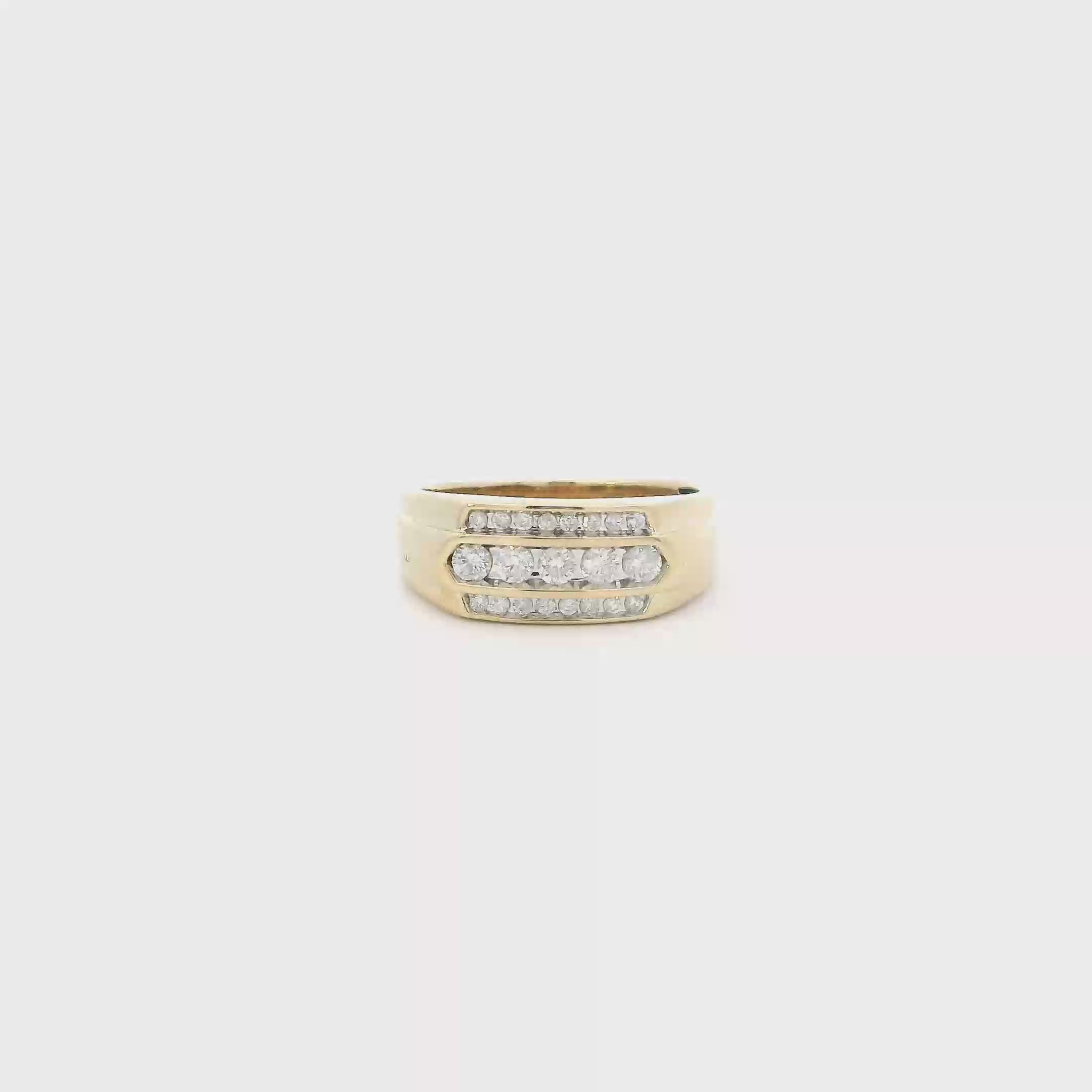 10K Yellow Gold Diamond Mens Ring - 0.59ct