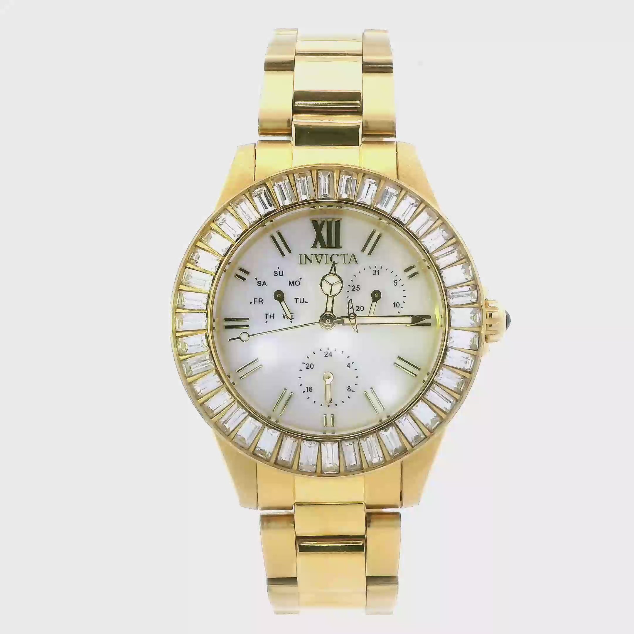 Invicta Angel Gold Tone Cz Bezel Mens Wristwatch - 28452