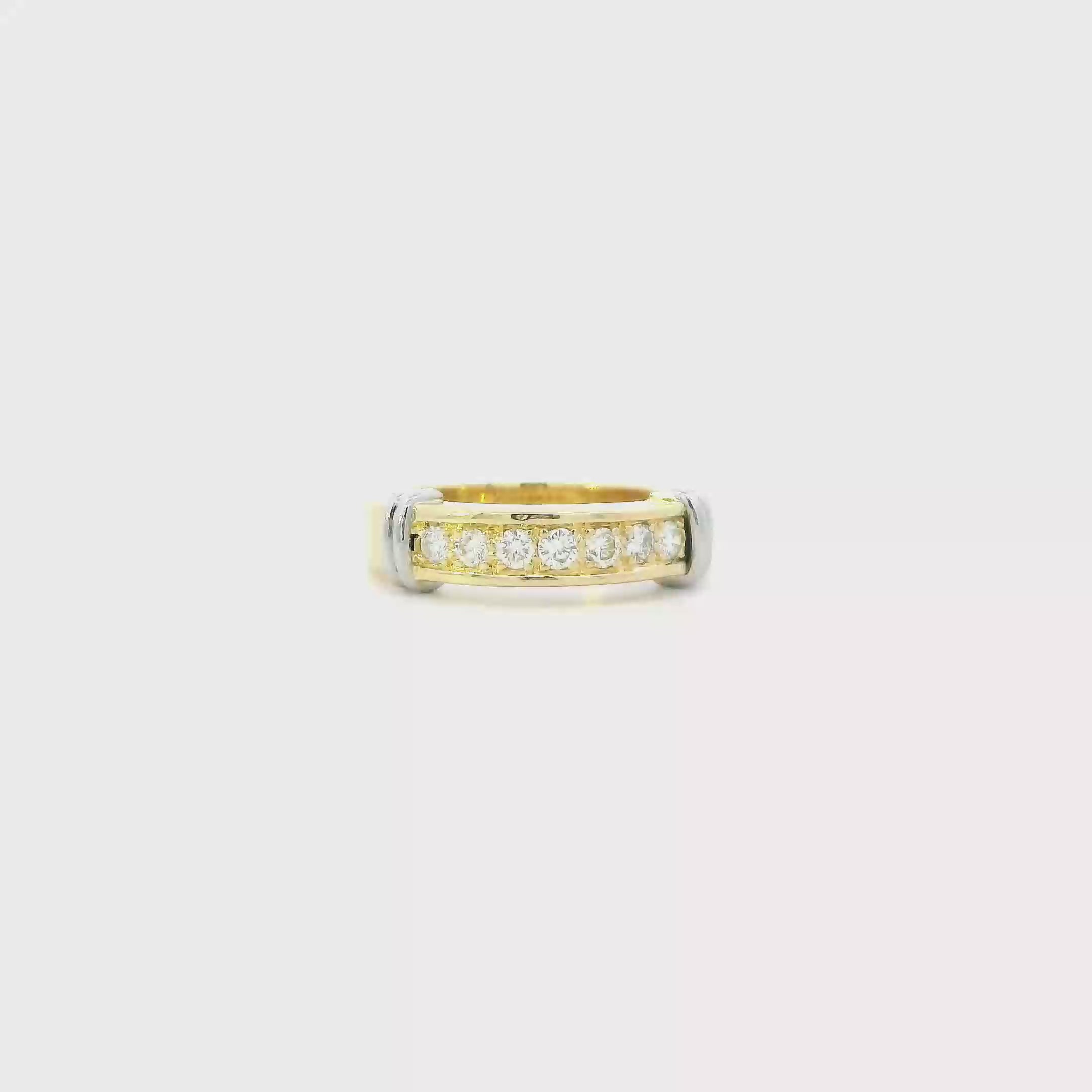 18K Yellow & White Gold Diamond Mens Ring- 0.42ct