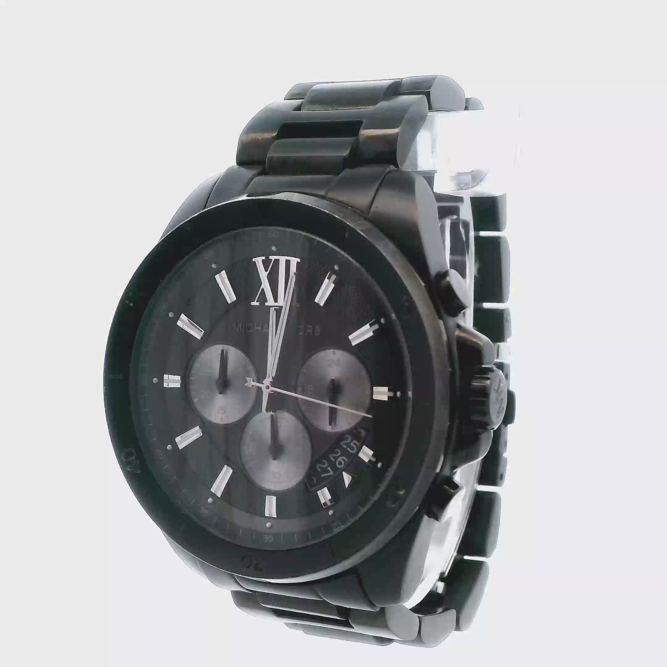 Michael Kors Black Wrist Watch/ With Box (Some Scratches)