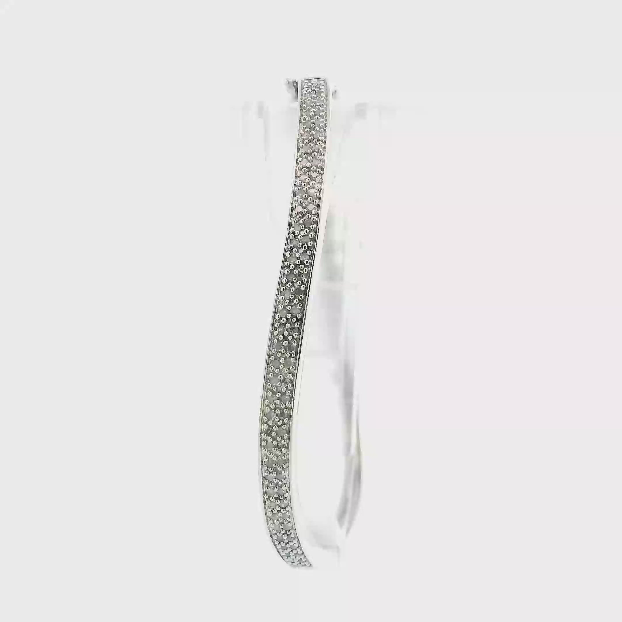 Sterling Silver Diamond Hinged Bangle Bracelet