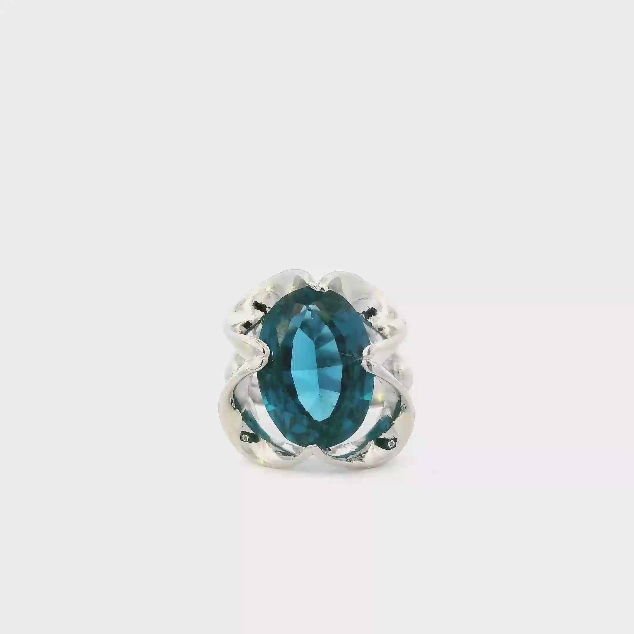14K White Gold London Blue Topaz Women's Ring