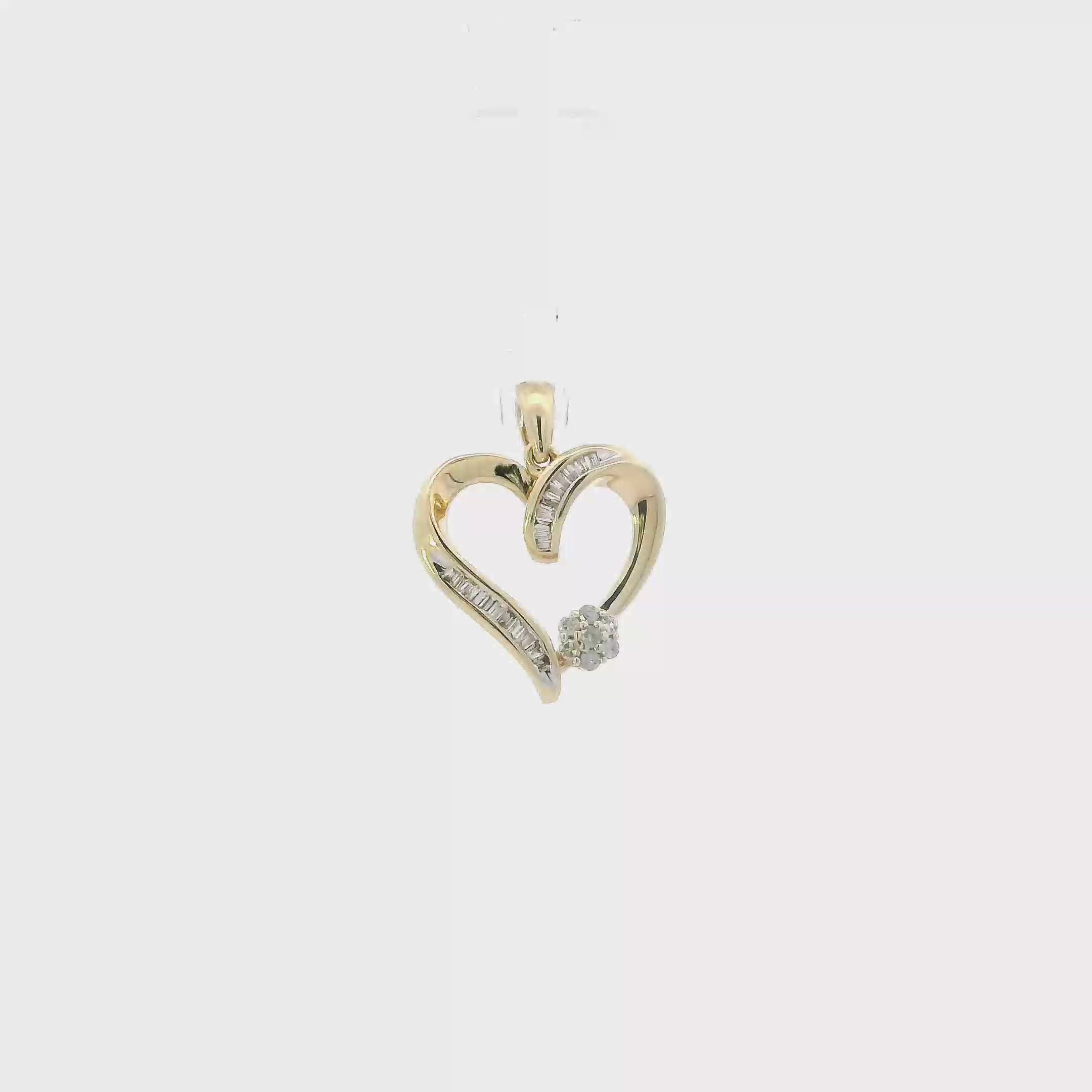 10K Yellow Gold Diamond Heart Pendant