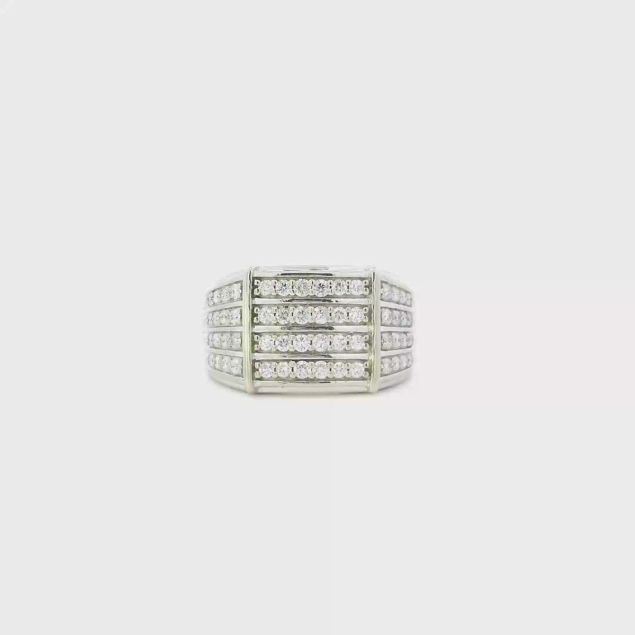 10K White Gold Diamond Mens Ring - 1.17ct