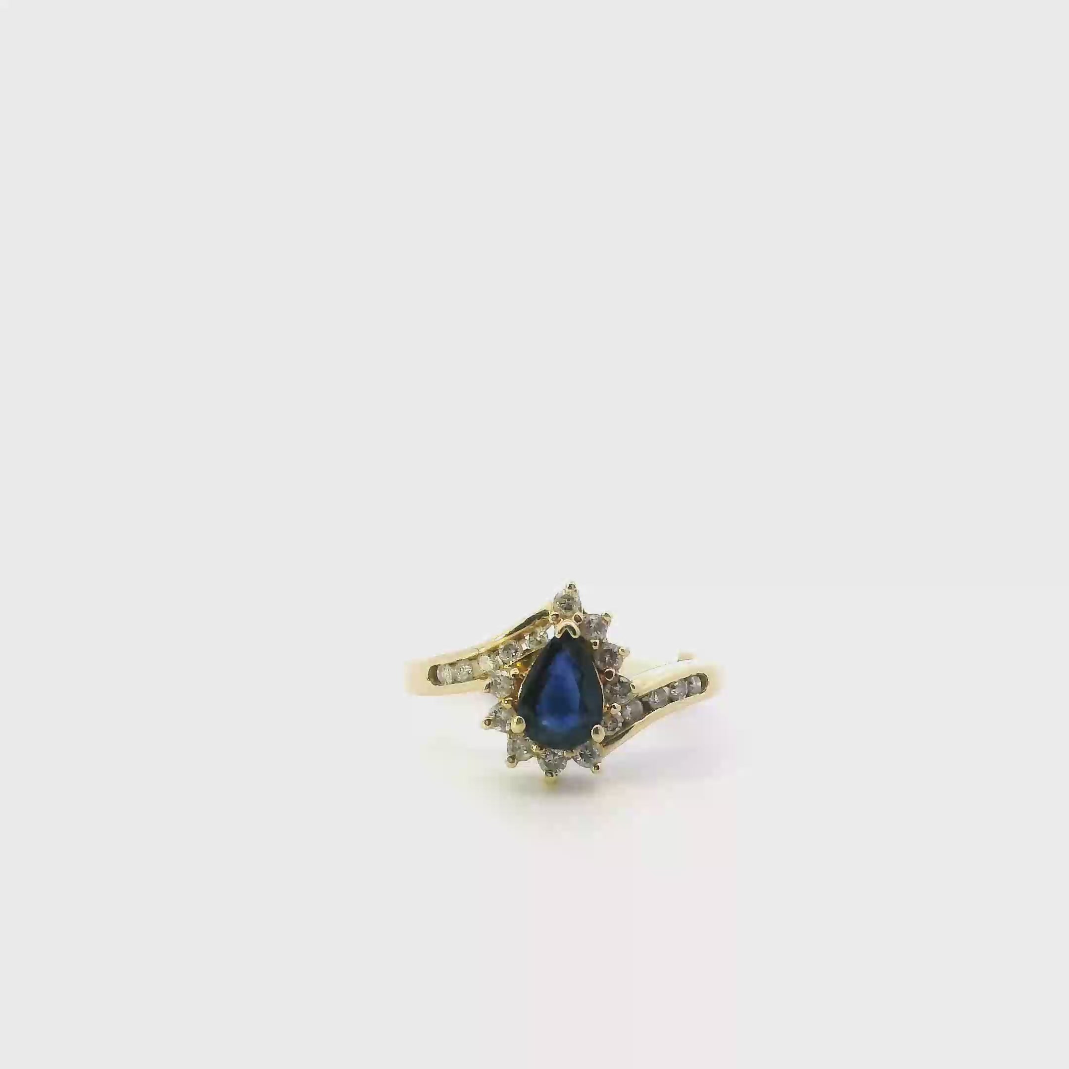 14K Yellow Gold Sapphire & Diamond Women's Ring -0.29ct