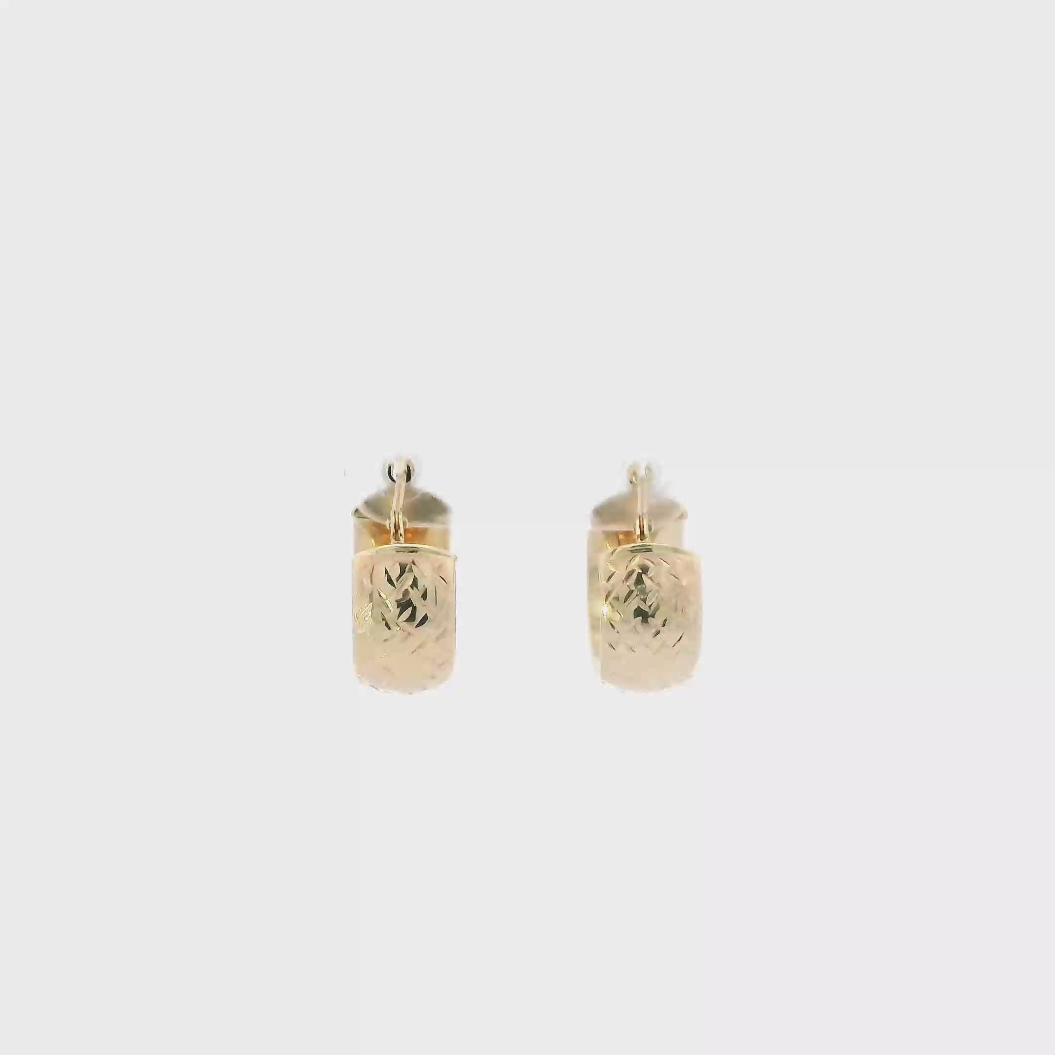 14K Yellow Gold Dimond Cut Hoop Earrings