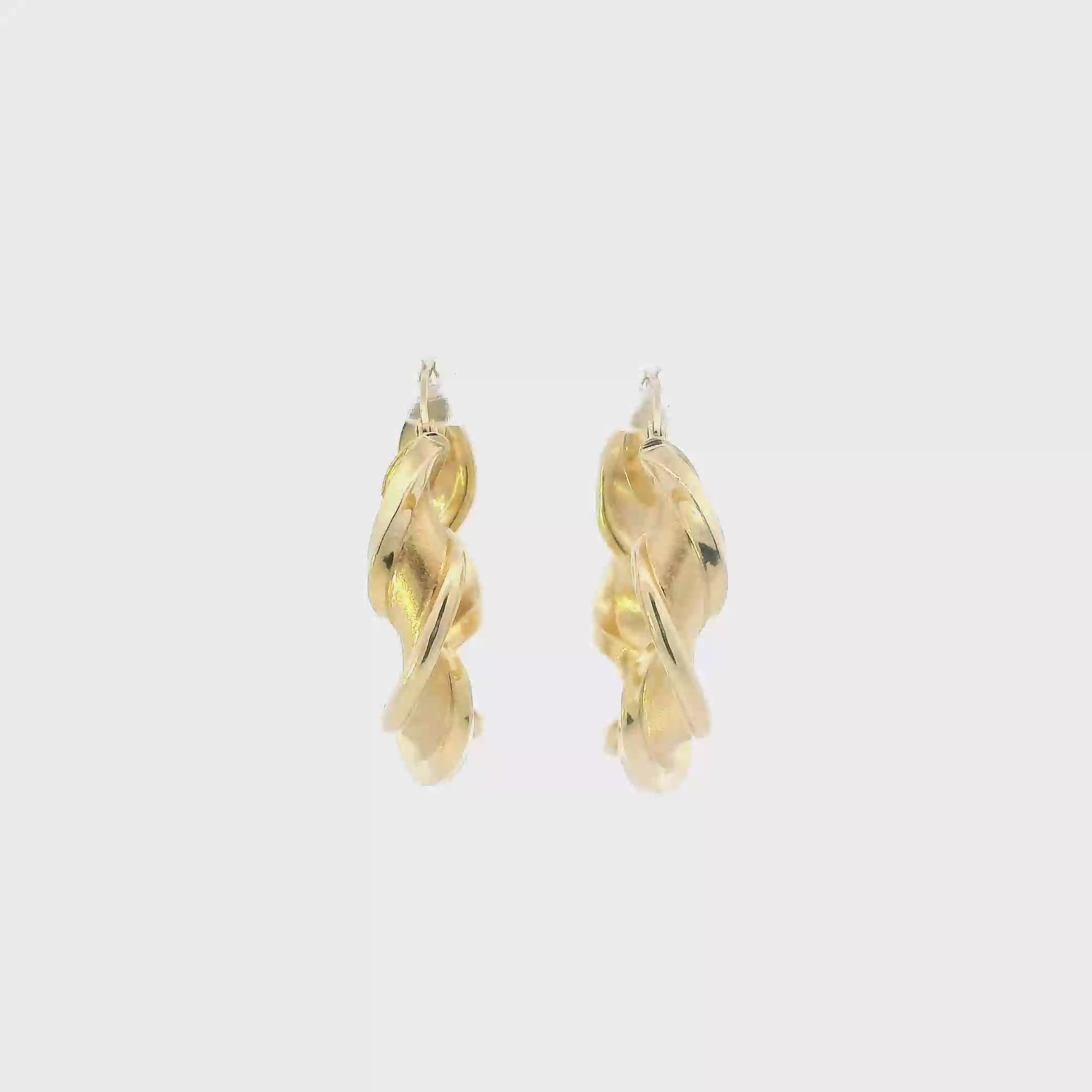 18K Yellow Twisted Hoops Earrings