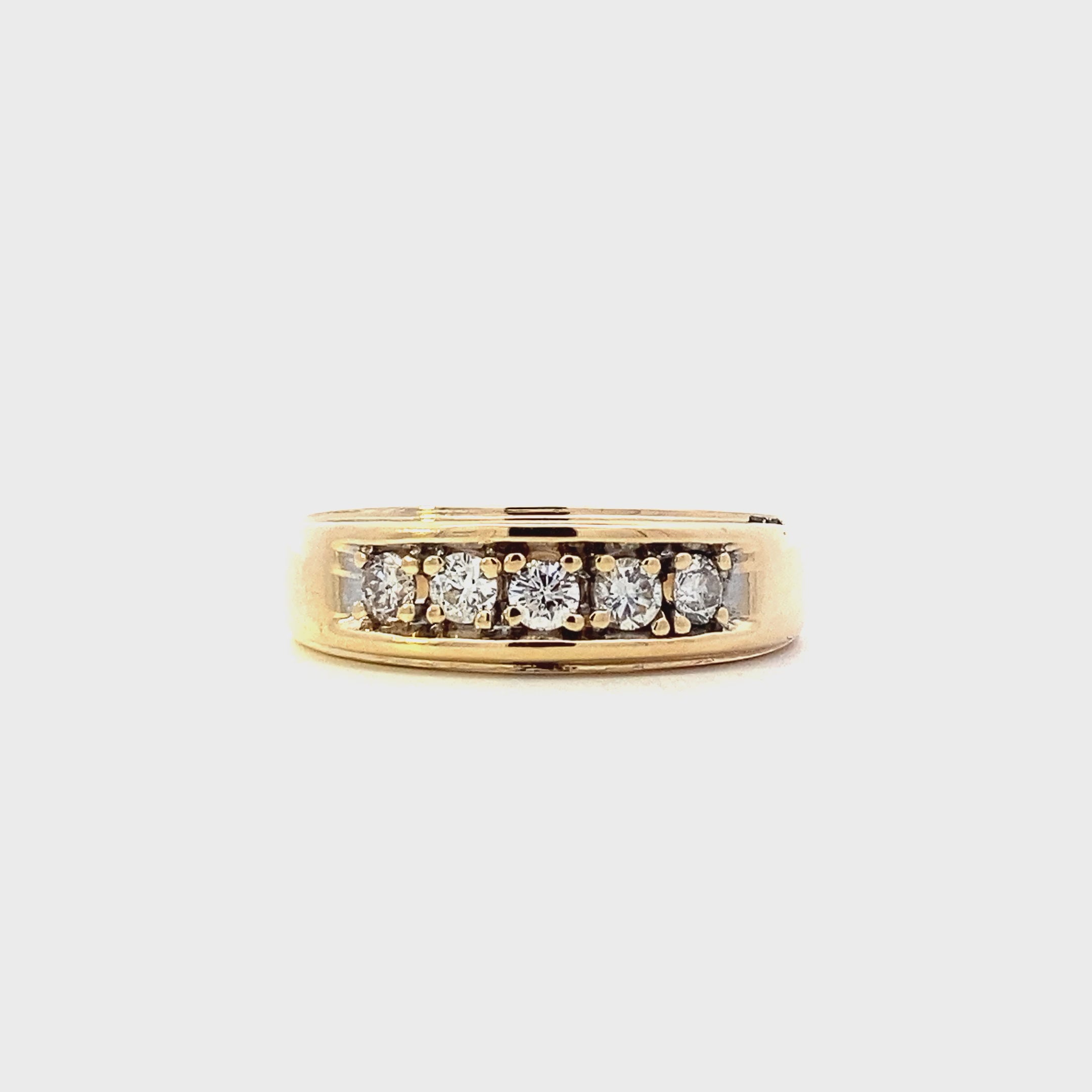 14K Yellow Gold Men's Diamond Ring - 0.40ct