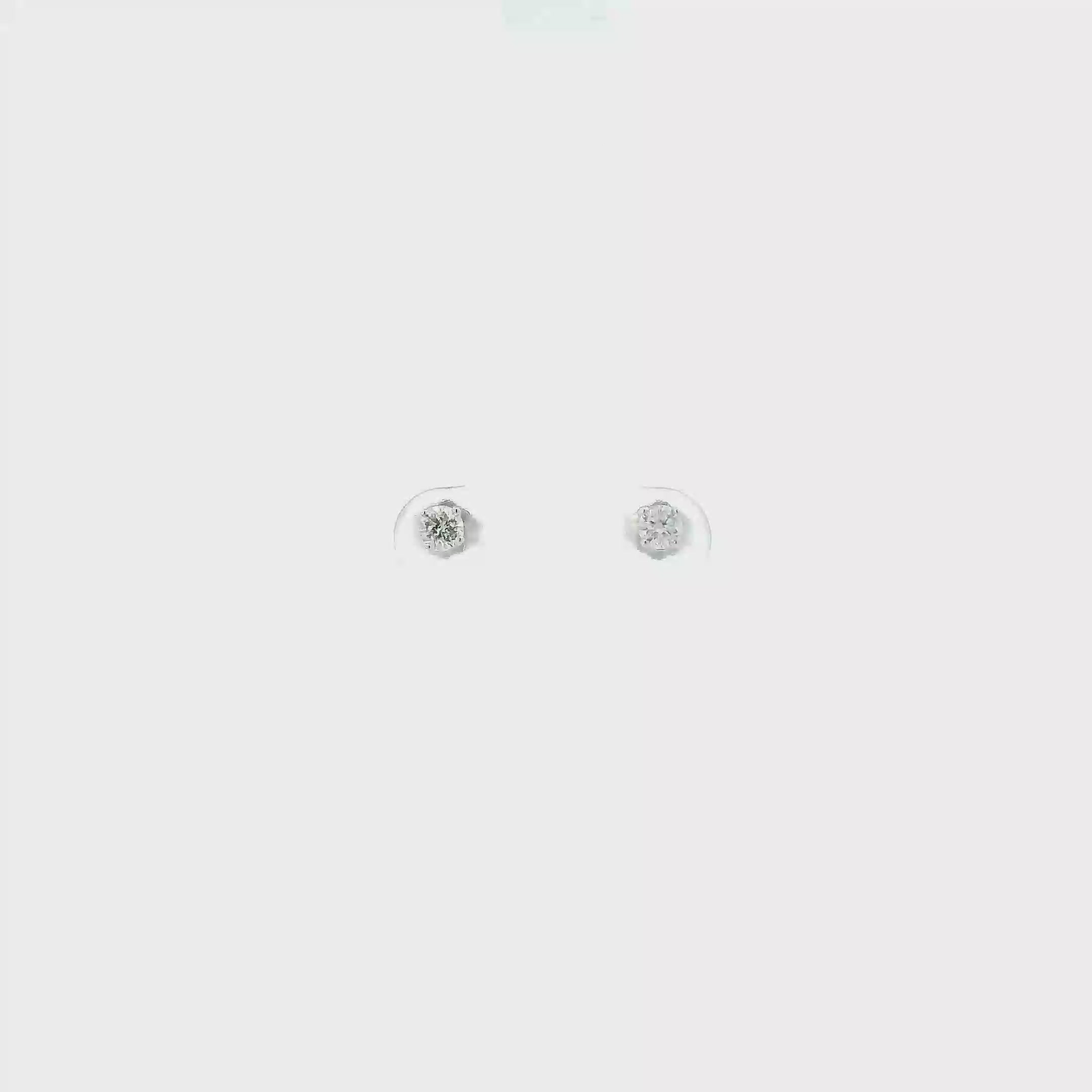 14K White Gold Solitaire Diamond Earrings - 0.30ct