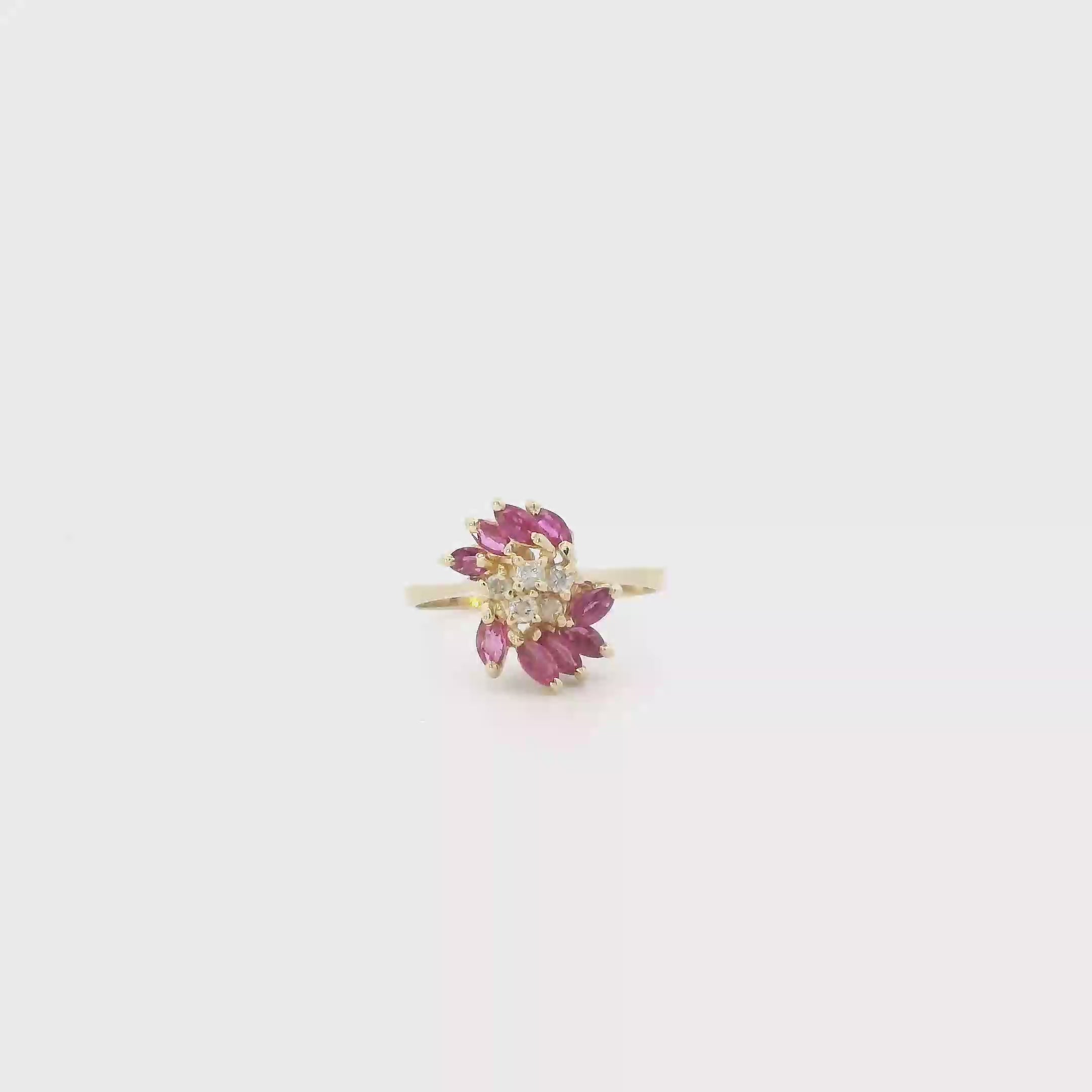 14K Yellow Gold Diamonds & Ruby Womens Ring - 0.10ct