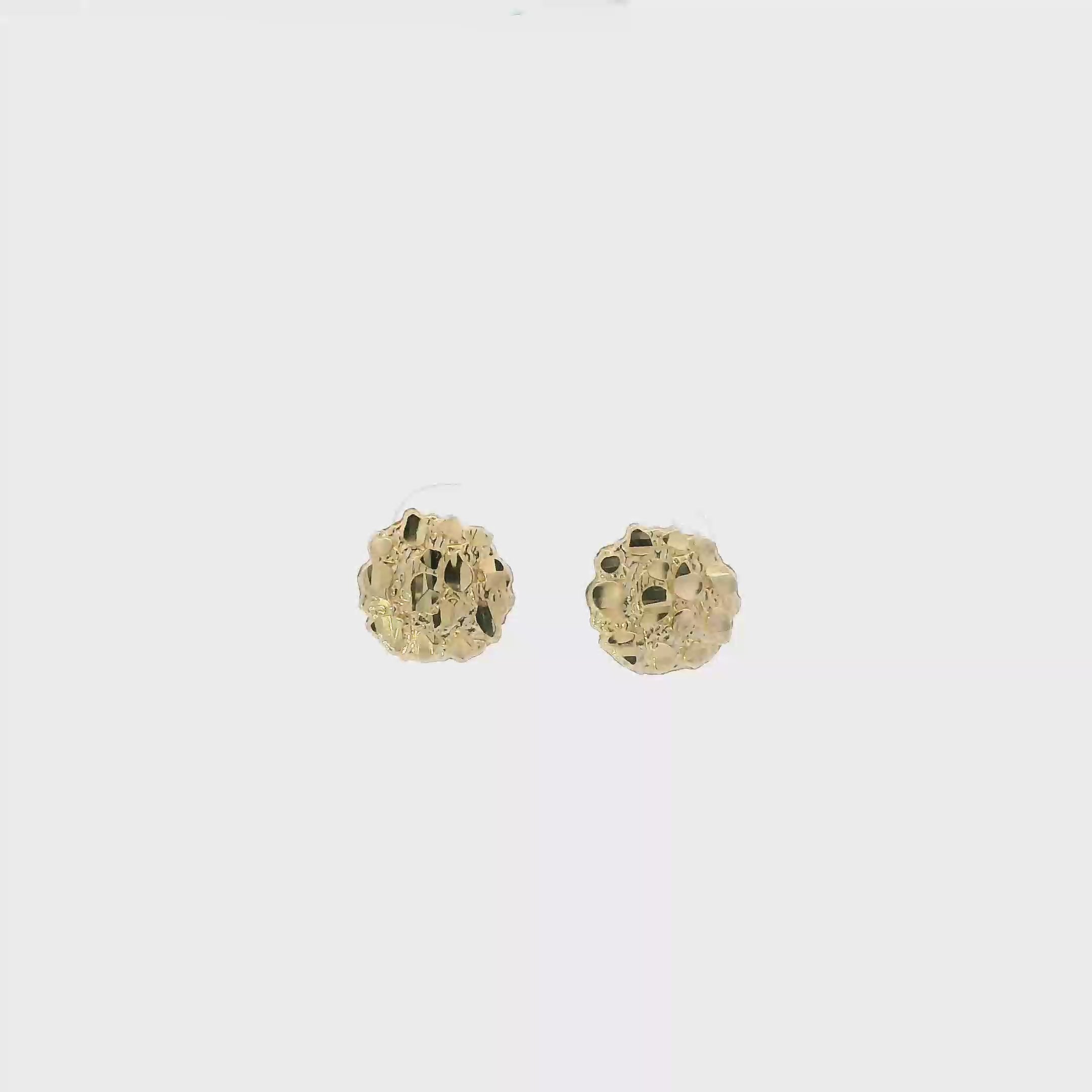 10K Yellow Gold Round Nugget Earrings